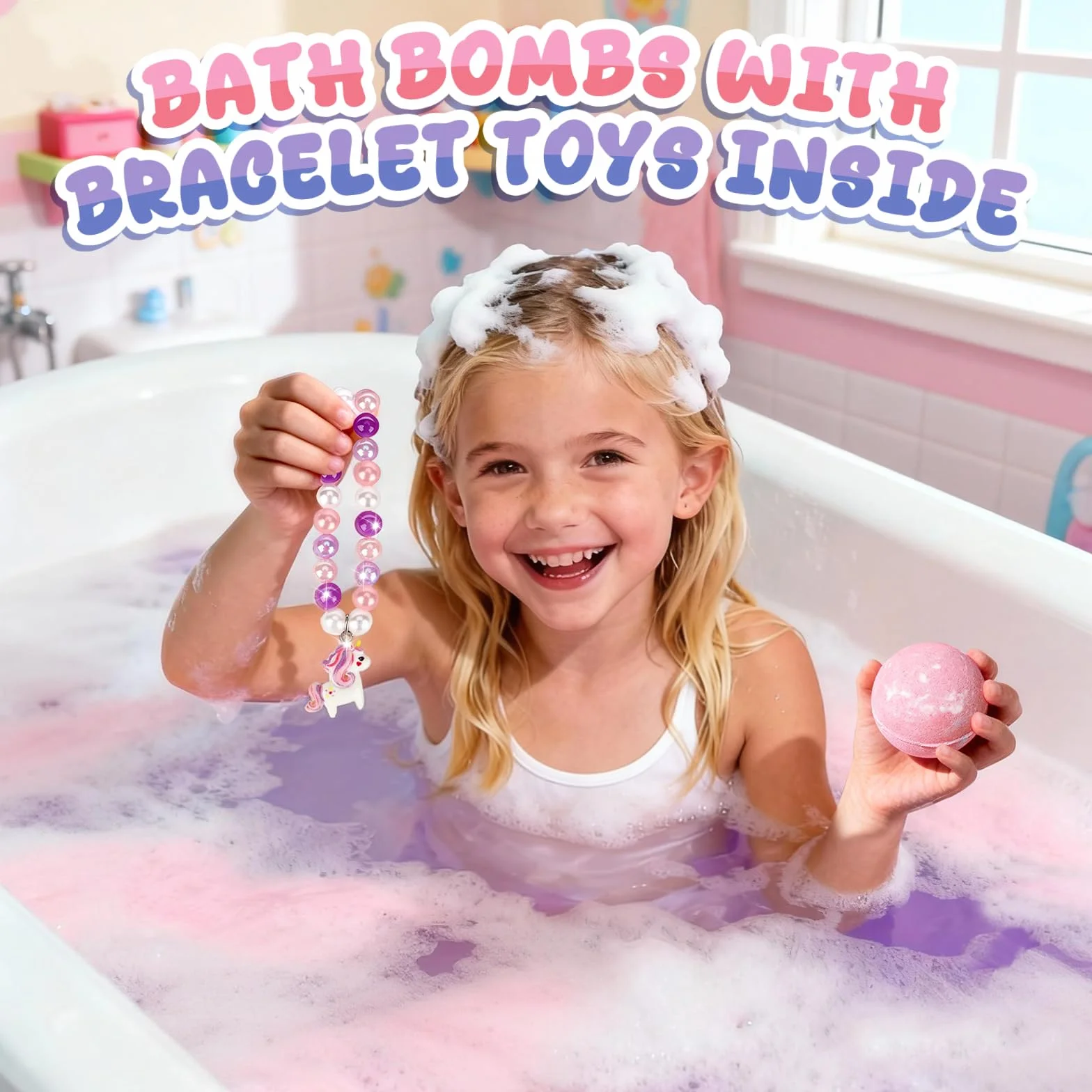 Bombe de Bain Enfant Licorne avec Surprise Jouet Cadeau Anniversaire 4-8 Ans
