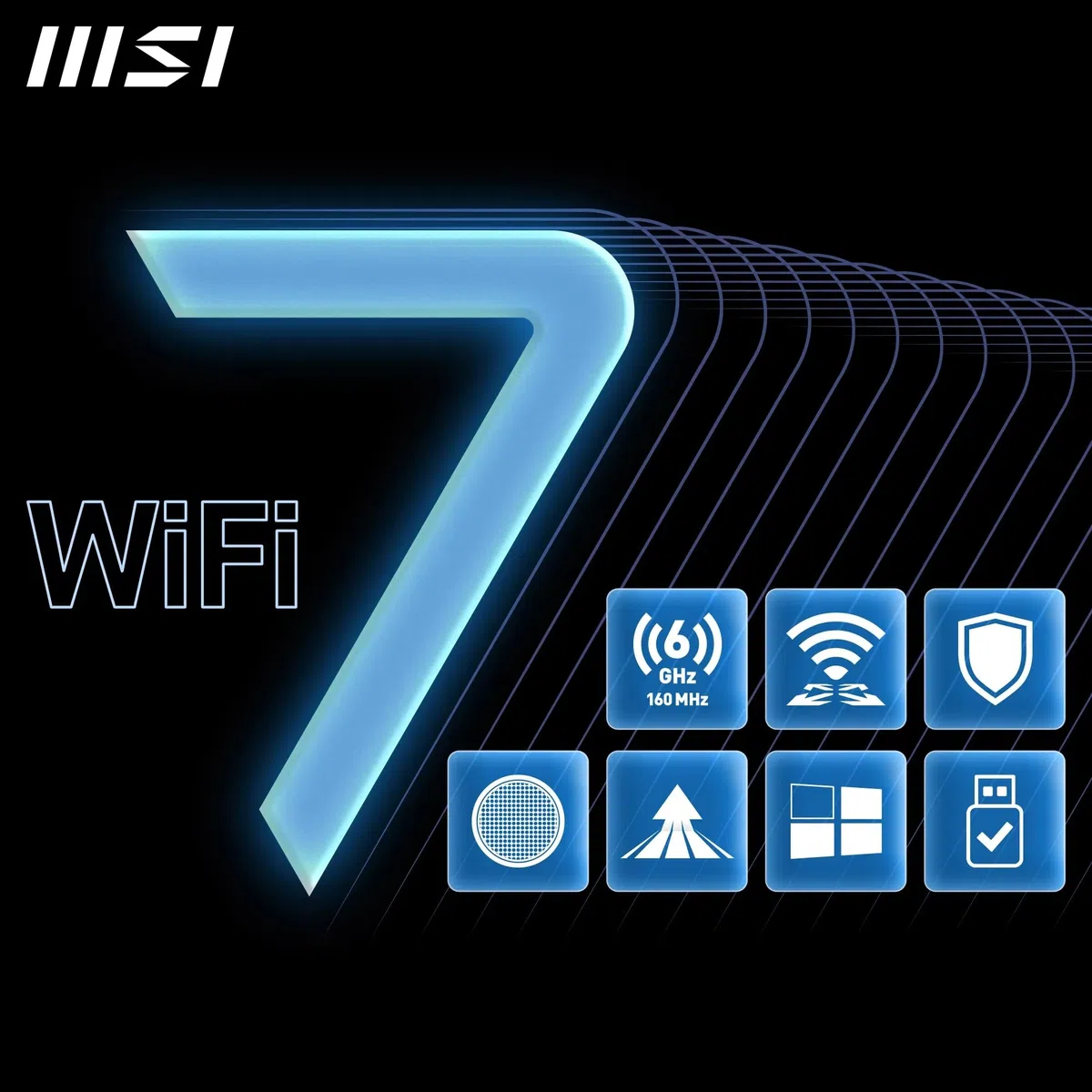 MSI BE6500 Adaptateur WiFi 7 USB - WLAN jusqu'à 2880 Mbps (6 GHz, 5 GHz, 2,4 GHz sans Fil), USB 3.2 Gen 1, MU-MIMO, 2 antennes tri-Bandes à Gain élevé, Formation de Faisceaux, WPA3 - Support Inclus