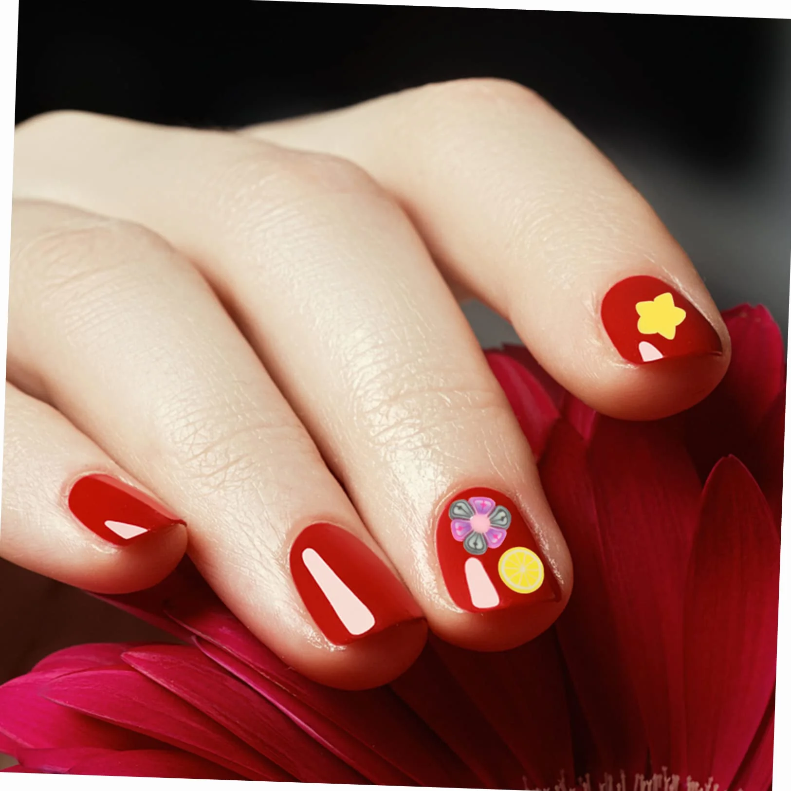 Patch en Pâte Polymère Motif Fruits Doux pour Décoration Ongles DIY, 8 Boîtes