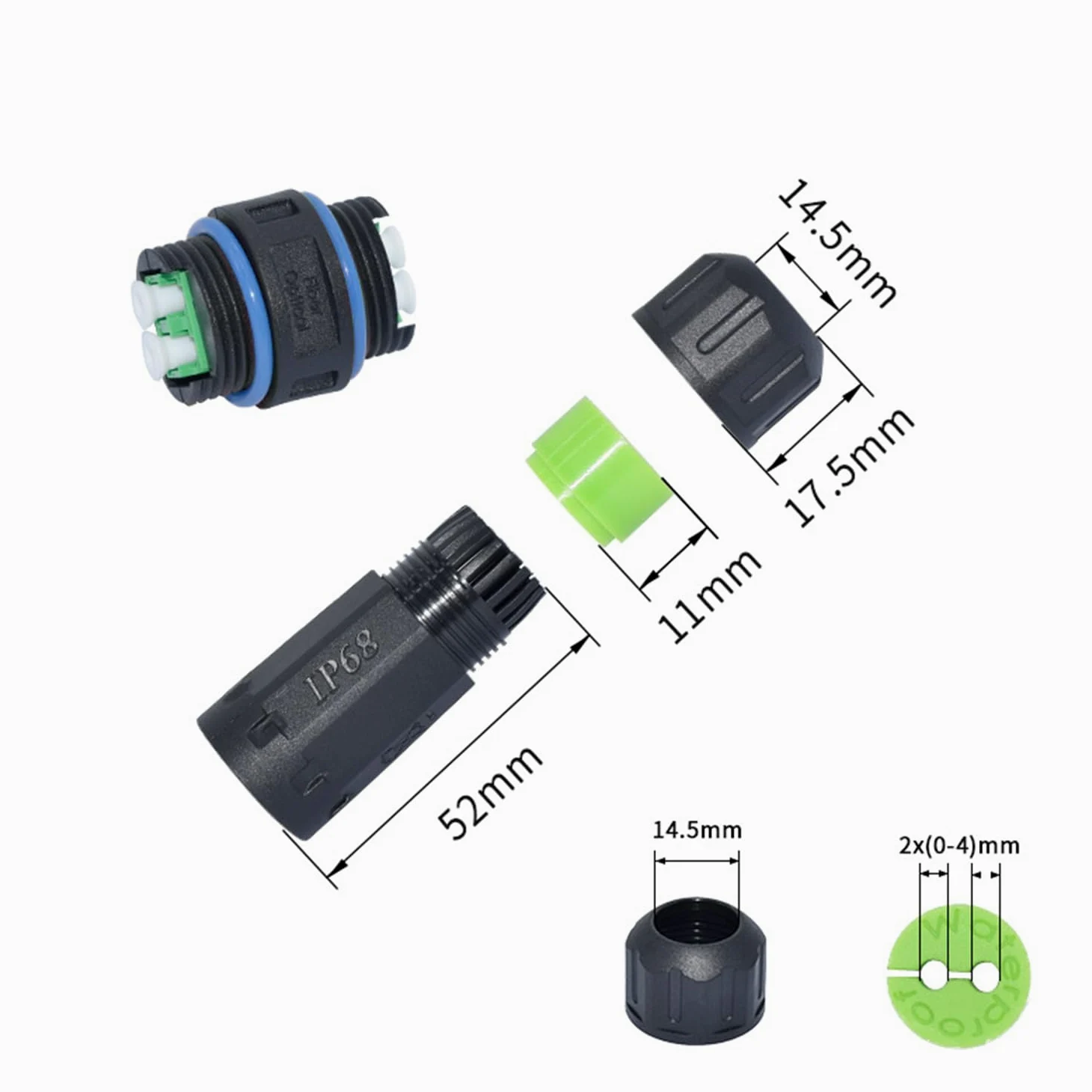Connecteur étanche en fibre optique LC, rallonge de câble à fibre optique LC, coupleur de câble de fibre optique LC vers LC IP68 (2 pièces femelles)