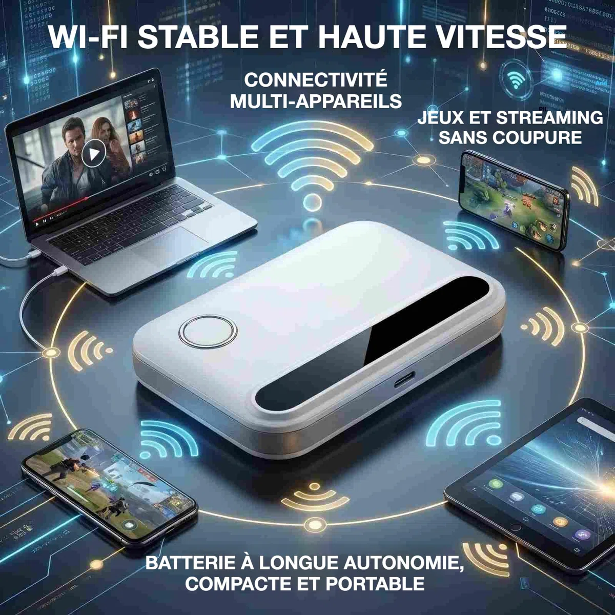 Routeur 5G Portable,WiFi 6 avec Slot SIM Déverrouillé – Modem 5G Carte SIM, Internet Mobile Haut Débit 5G/4G+, Jusqu’à 16 Appareils, Idéal Voyage & Télétravail