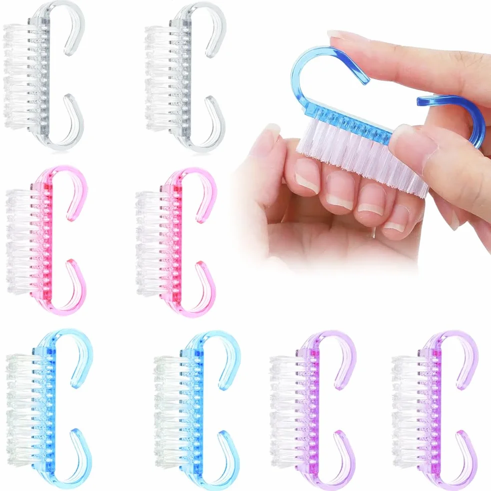 Brosse Ongle 8 Pièces Poignée Plastique Outil Nettoyage Nail Art
