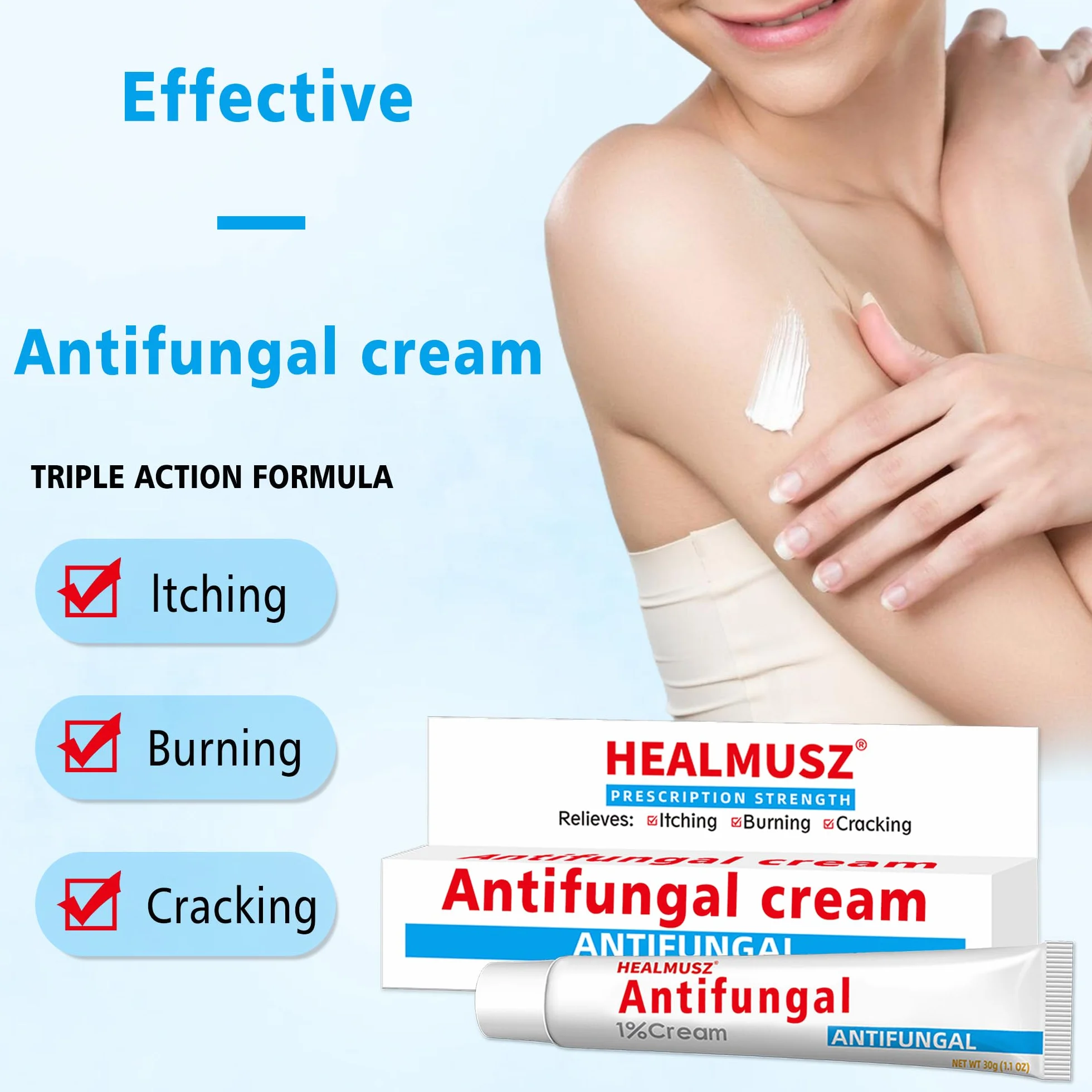 Crème antifongique pied et peau, soin mycose, 30g