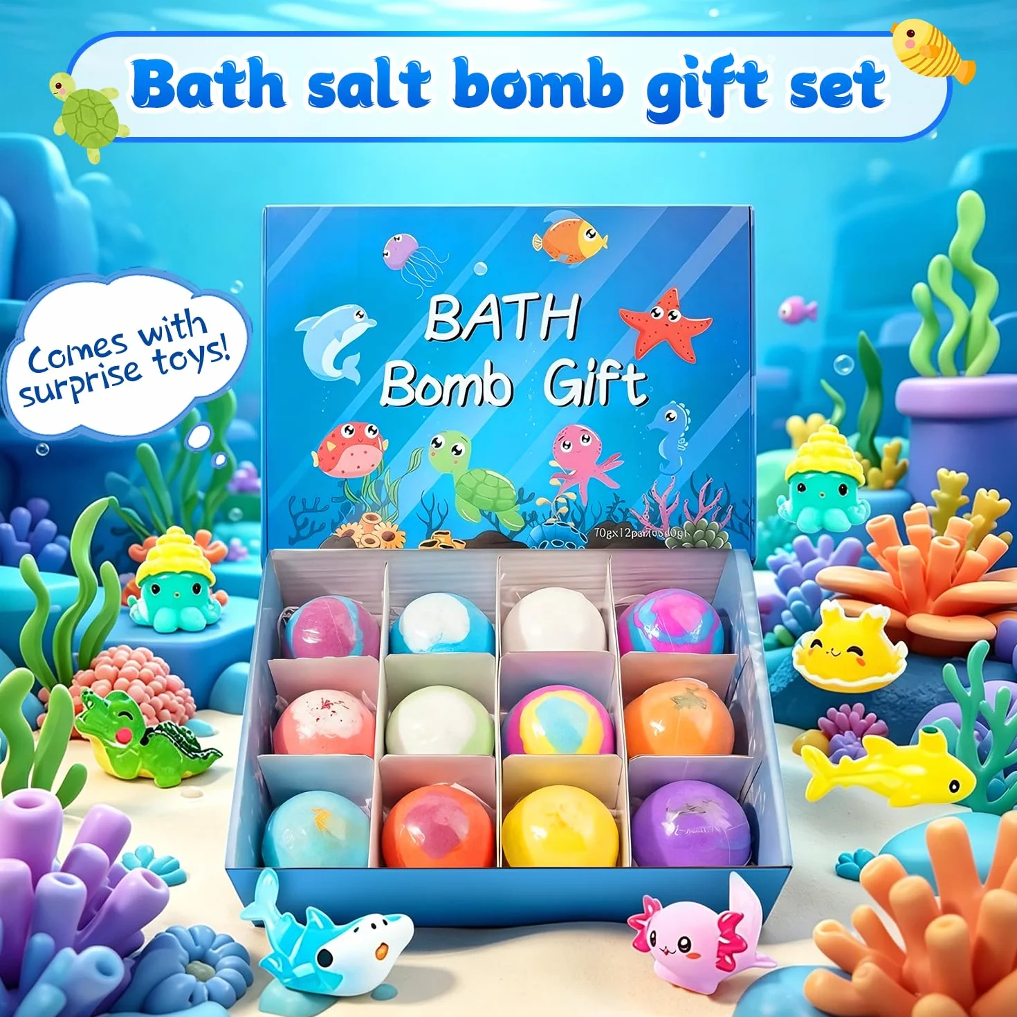 Bombes de Bain pour Enfants Surprise, 12 Pièces Jouets Dinosaures Cadeau Anniversaire Garçons Filles