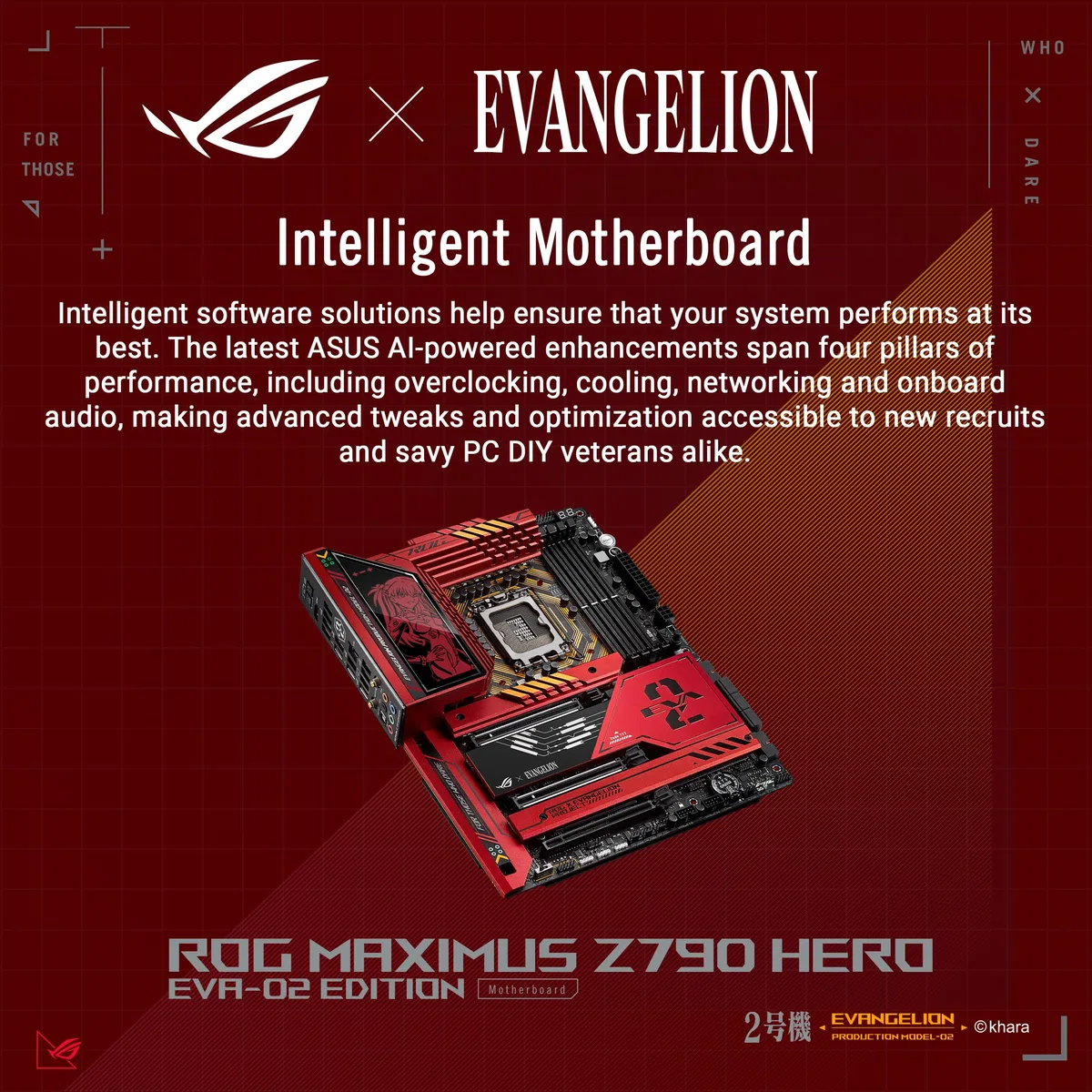 ASUS ROG MAXIMUS Z790 HERO EVA-02 EDITION – Carte mère gaming Intel Z790 LGA 1700 ATX (DDR5, 20+1 DrMOS, 5 x M.2, 16 x PCIe 5.0, Wi-Fi 6E, 2 x Thunderbolt 4, USB Type-C Quick Charge 4+, Aura Sync RGB)