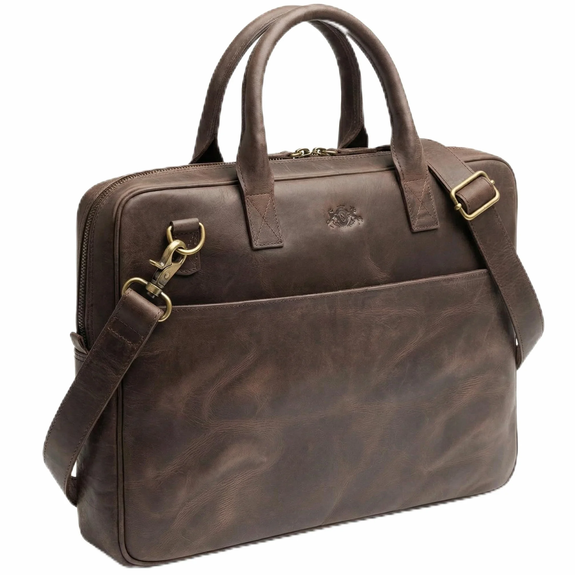 SID & VAIN Sac Ordinateur Portable Cuir véritable 15 Pouces Aden Mallette Professionnelle bandoulière Grand pour Hommes Serviette de Travail Etudiante Marron