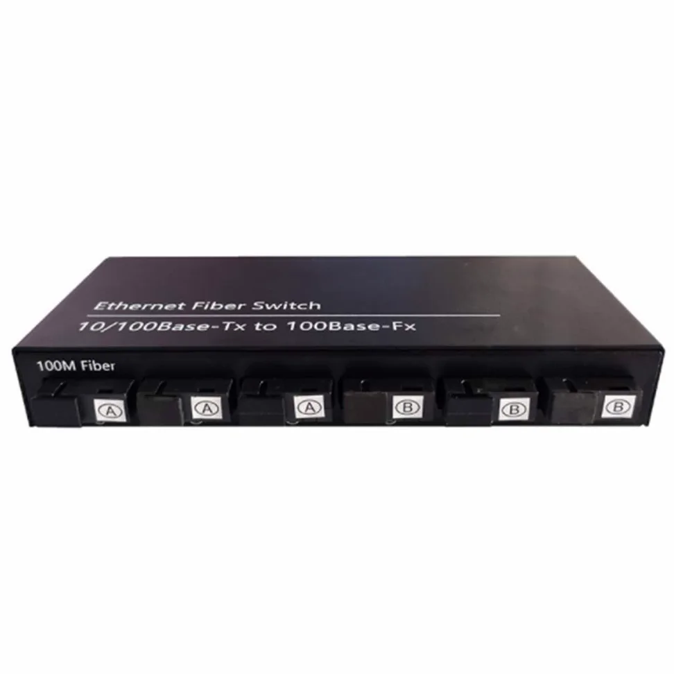 Commutateur Fast Ethernet 10 / 100M Convertir 20KM Convertisseur de MéDia à Fibre Optique en Mode Unique 2XRJ45 et 6XSC 3A3B-EU Plug
