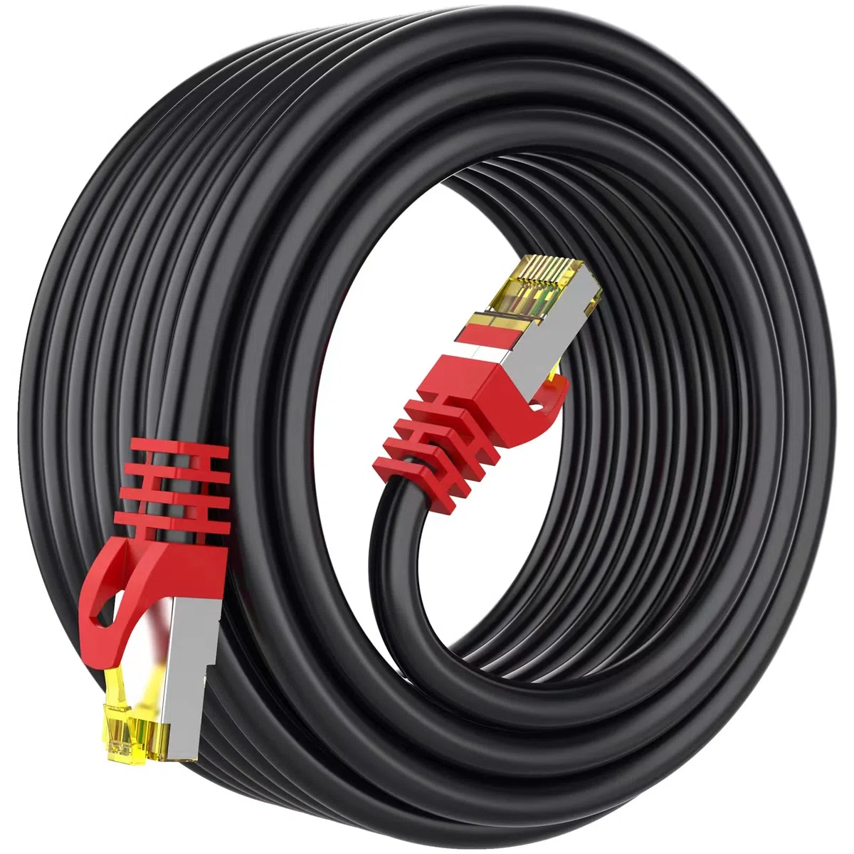 Câble Ethernet Cat 8 blindé robuste de 20 m, 61 m, 26 AWG, 40 Gbit/s, 2000 MHz, S/FTP pour intérieur et extérieur