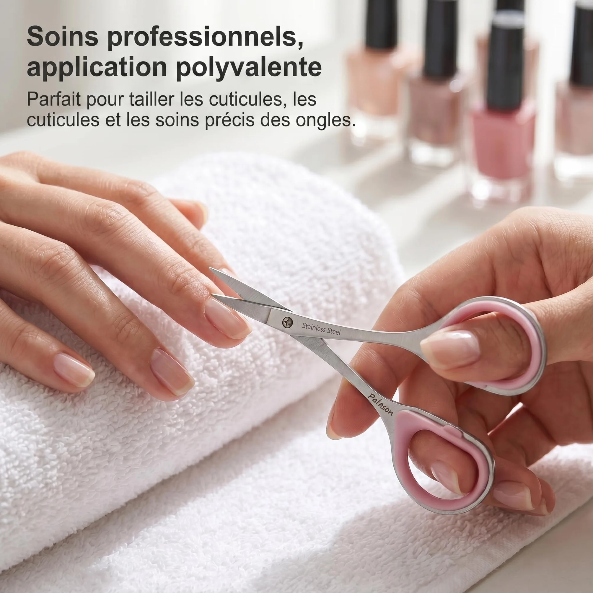 PAFASON Petit Ciseaux Cuticule Ongle Ensemble 2 Pièces Multi-Usage Pointe Courbe Droite Précision Manucure Pédicure Toilettage Outil Ongles