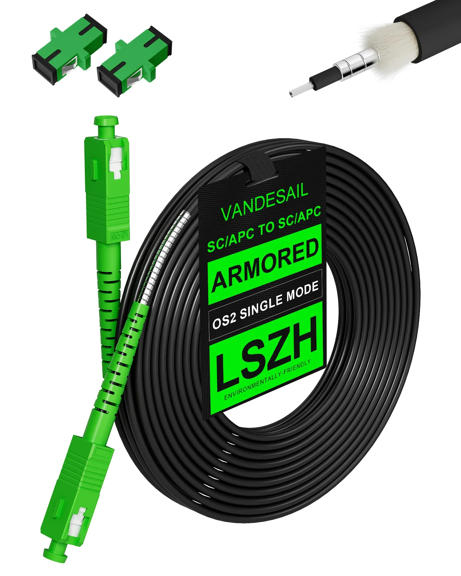 Rallonge de câble Internet en fibre optique SC/APC SC/APC vers SC/APC - Câble de raccordement en fibre blindée SC vers SC - Cordon de raccordement en fibre optique monomode OS2 SIMPLEX SMF,