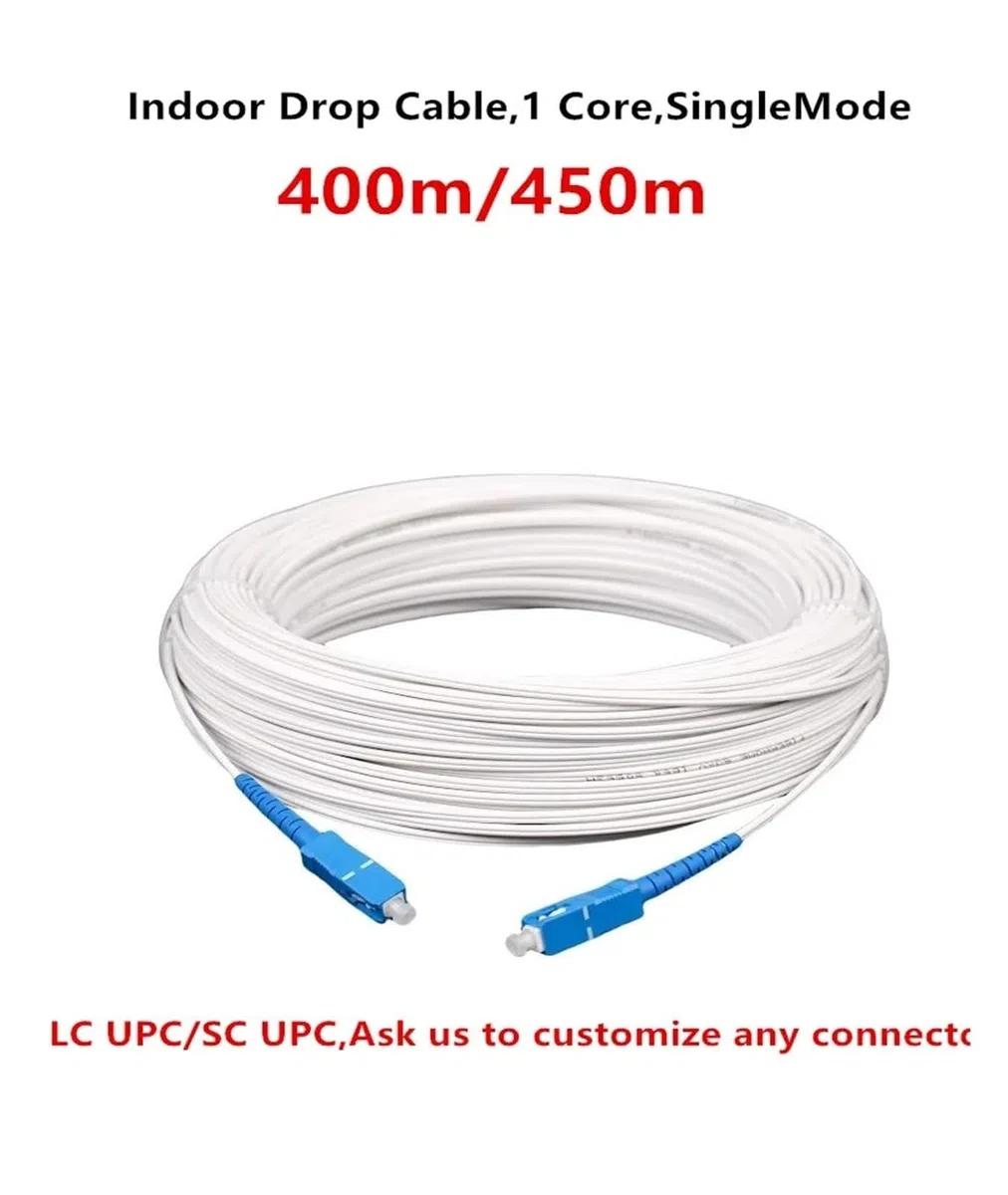 Câble de dérivation intérieur monomode 400 m/450 m, SC UPC/LC UPC, Cavalier simplex, 1 Noyau avec 2 Fils en Acier(Black,SC UPC 450m)