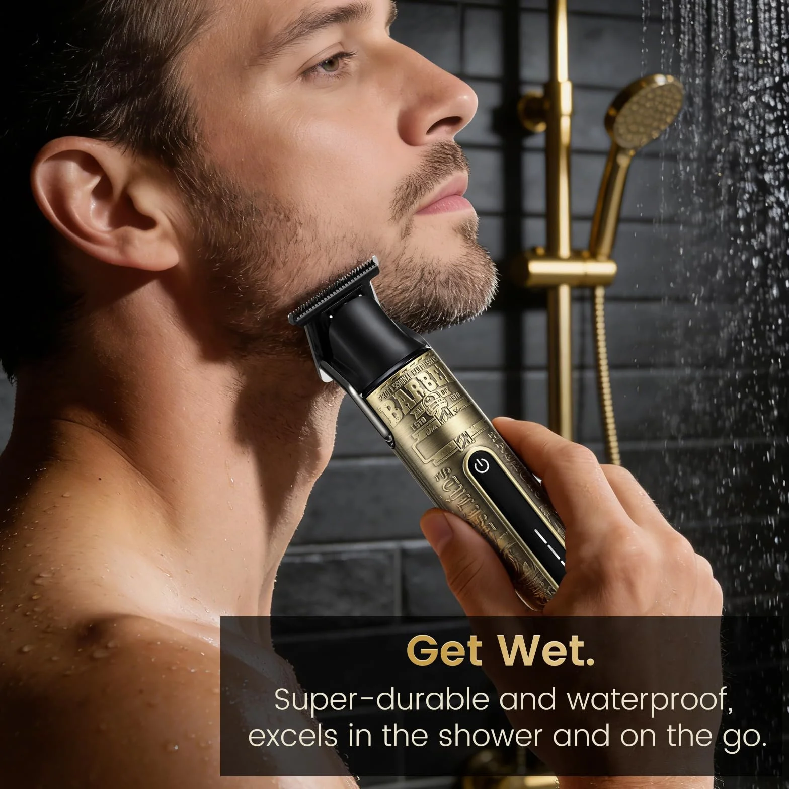 Tondeuse Barbe Homme Professionnelle Charge Type C IPX6 Kit Complet avec 4 Sabots Magnétiques
