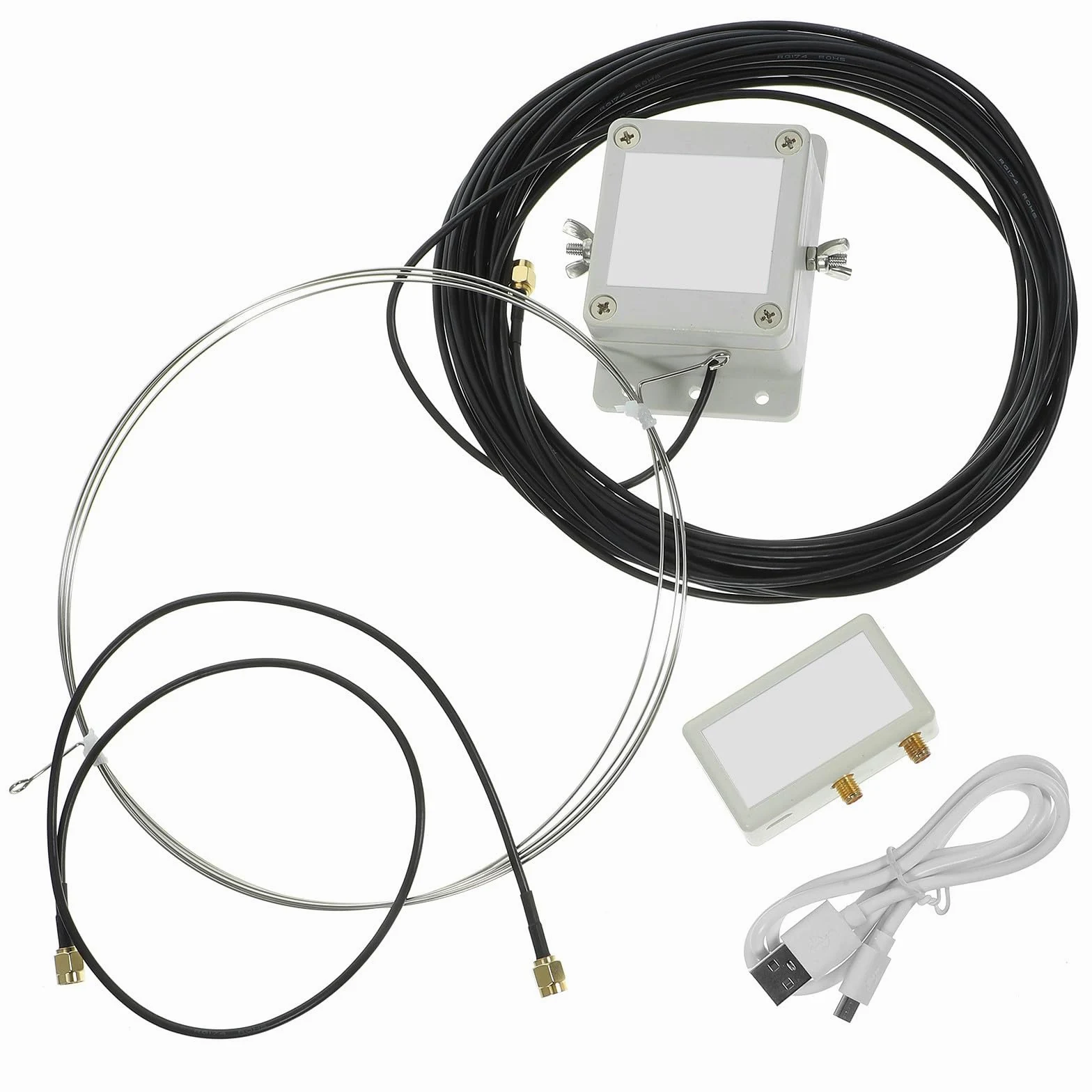 ABOOFAN Antenne en Plastique Annulaire à Ondes Moyennes Active Interférences Mla-30 et Alimentation Autonome pour Balcon et Toit