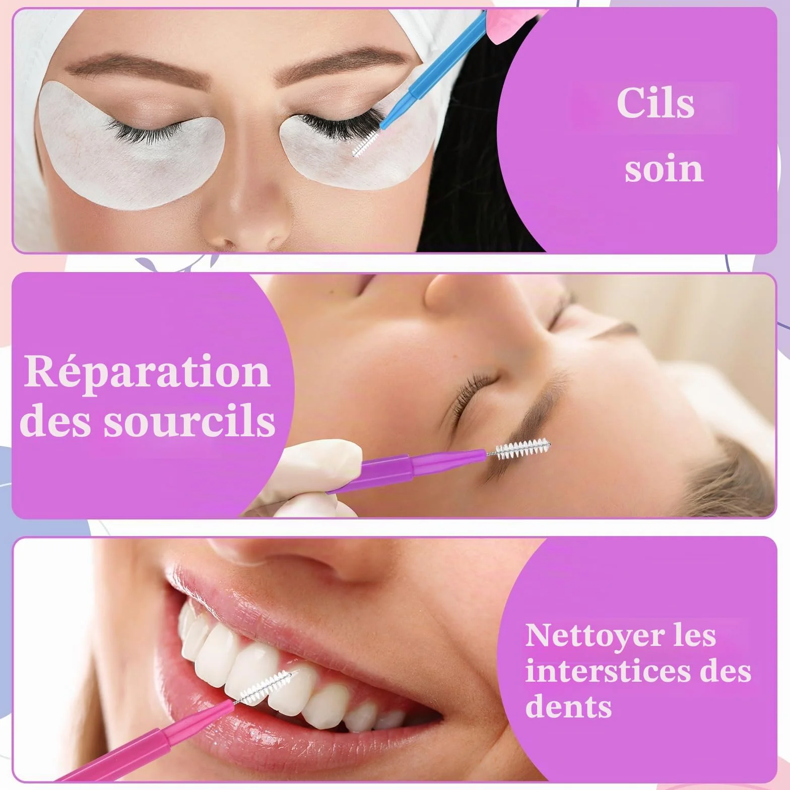 Lot de 50 pinceaux multicolores pour cils et sourcils, outil portable de lamination