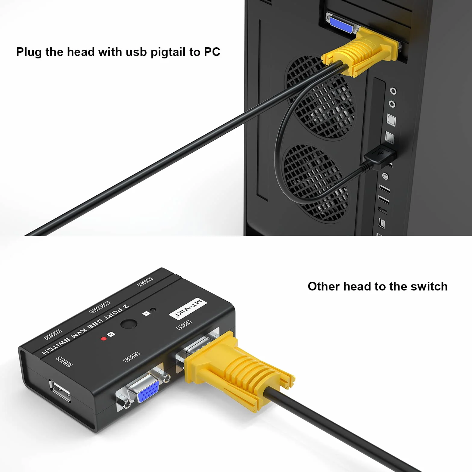 Câble USB VGA KVM 2 en 1 3 m pour commutateur KVM
