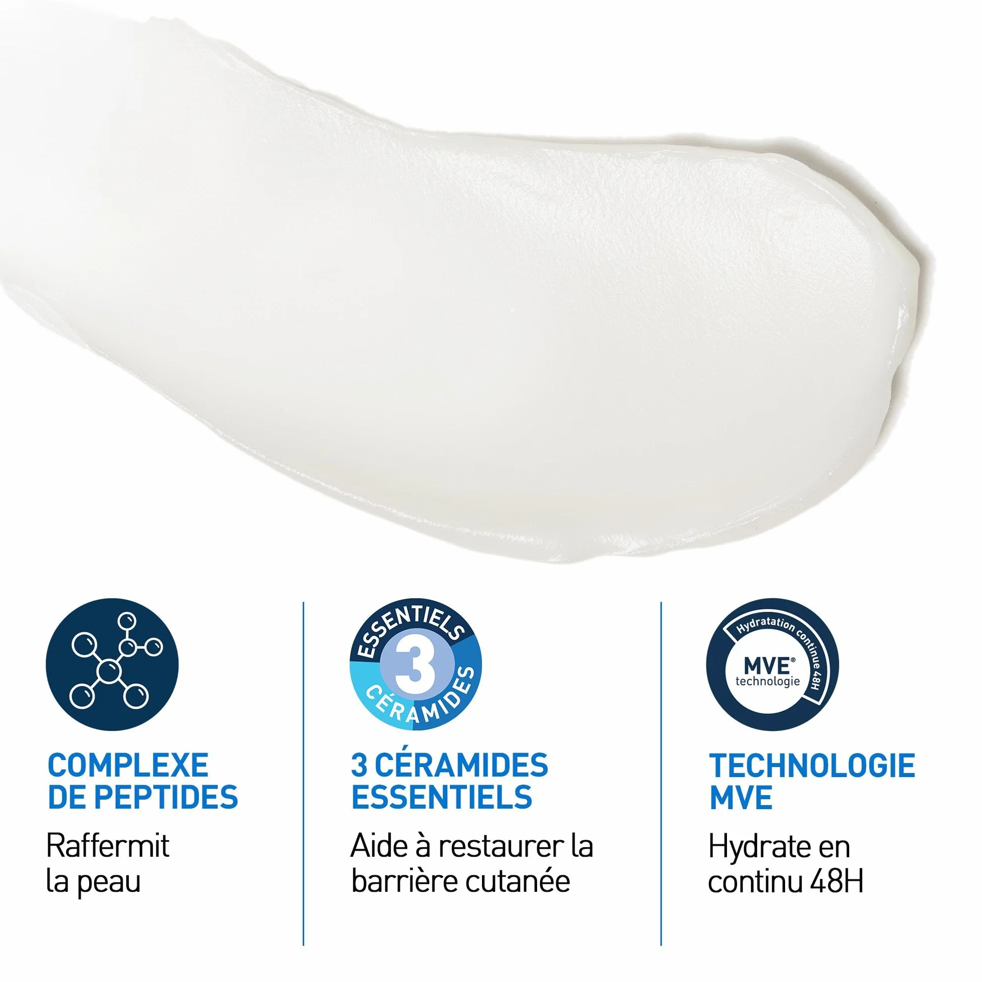CeraVe Crème Peptides Anti-rides Skin Renewing Crème Nuit Raffermissante Visage Peptides Niacinamide 3 Céramides Peaux Sensibles 48g