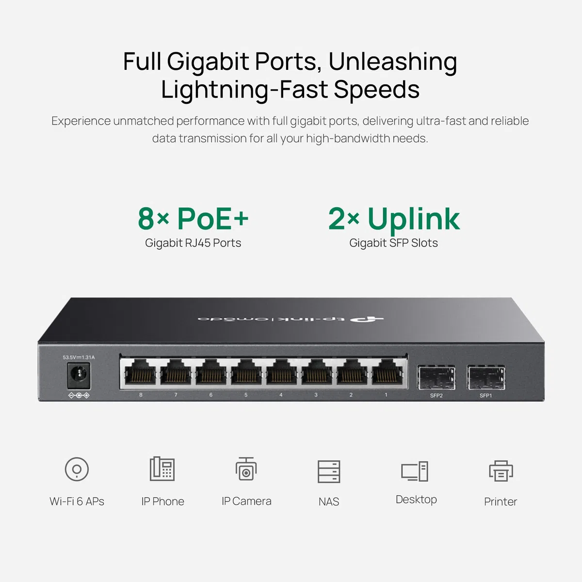 TP-LINK TL-SG2210P 8X Port Gigabit-Switch Smart Managed PoE 2xSFP