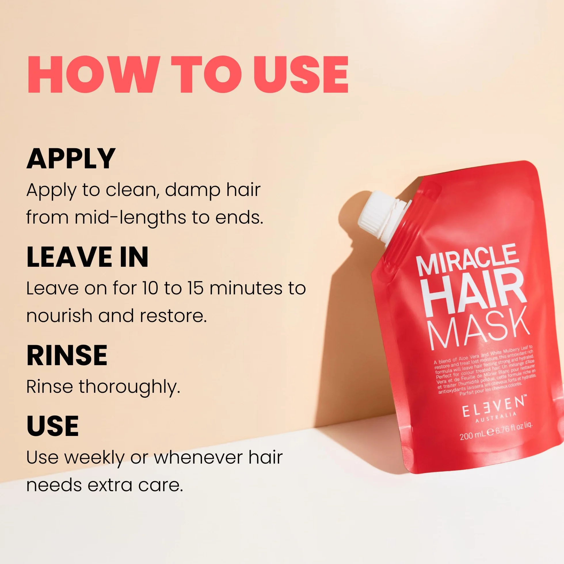 ELEVEN AUSTRALIA Miracle Hair Mask 200 ml - Soin revitalisant pour cheveux secs et abîmés