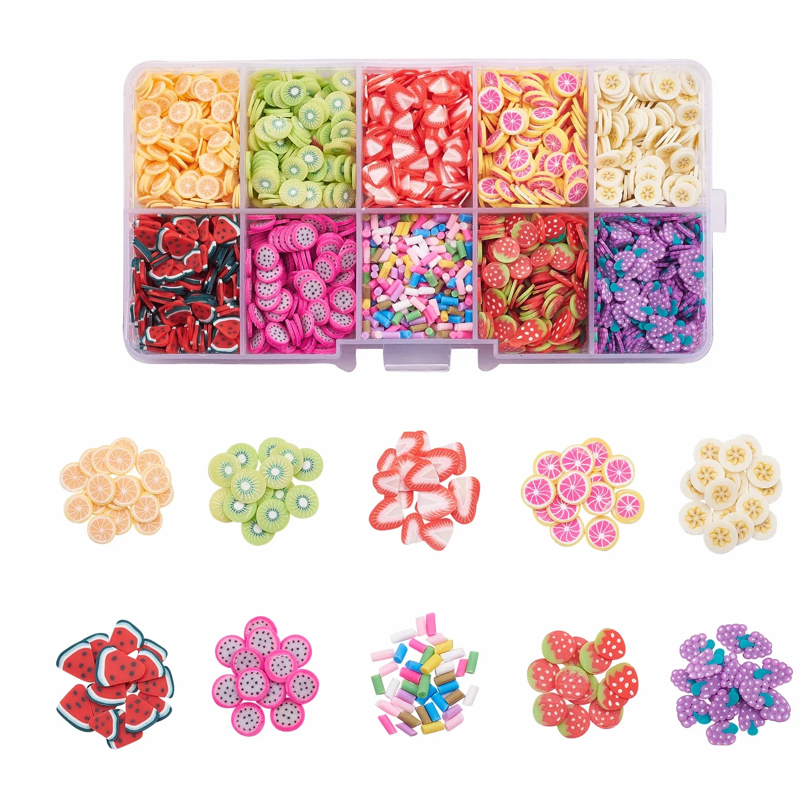 Lot de 4750 perles en argile polymère faites à la main pour décoration d'ongles