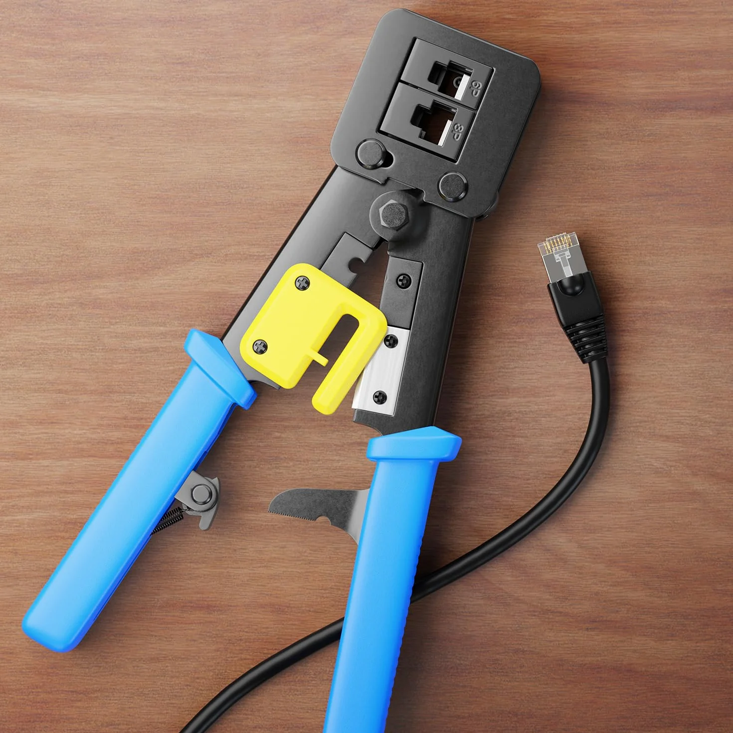 deleyCON 100m Câble D'installation CAT7 Kit D'installation Incl. Pince à Sertir Attaches de Câble & 50 Connecteurs RJ45 - S/FTP 600MHz 10 Gbit/s AWG26 Cuivre BC - Résistant Aux Intempéries - Noir