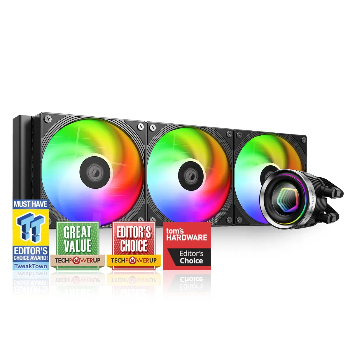 ID-COOLING FX360 INF Refroidisseur de processeur liquide 360 mm, refroidisseur AIO ARGB Infinity, 3 ventilateurs 120 mm, faible bruit 27,2 dB