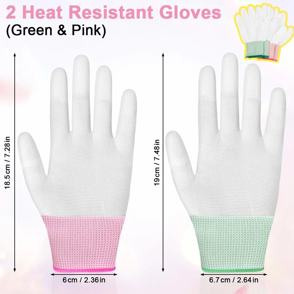 Gants Résistants à la Chaleur, Gants de Protection Thermique avec Doigts en PU pour Coiffure
