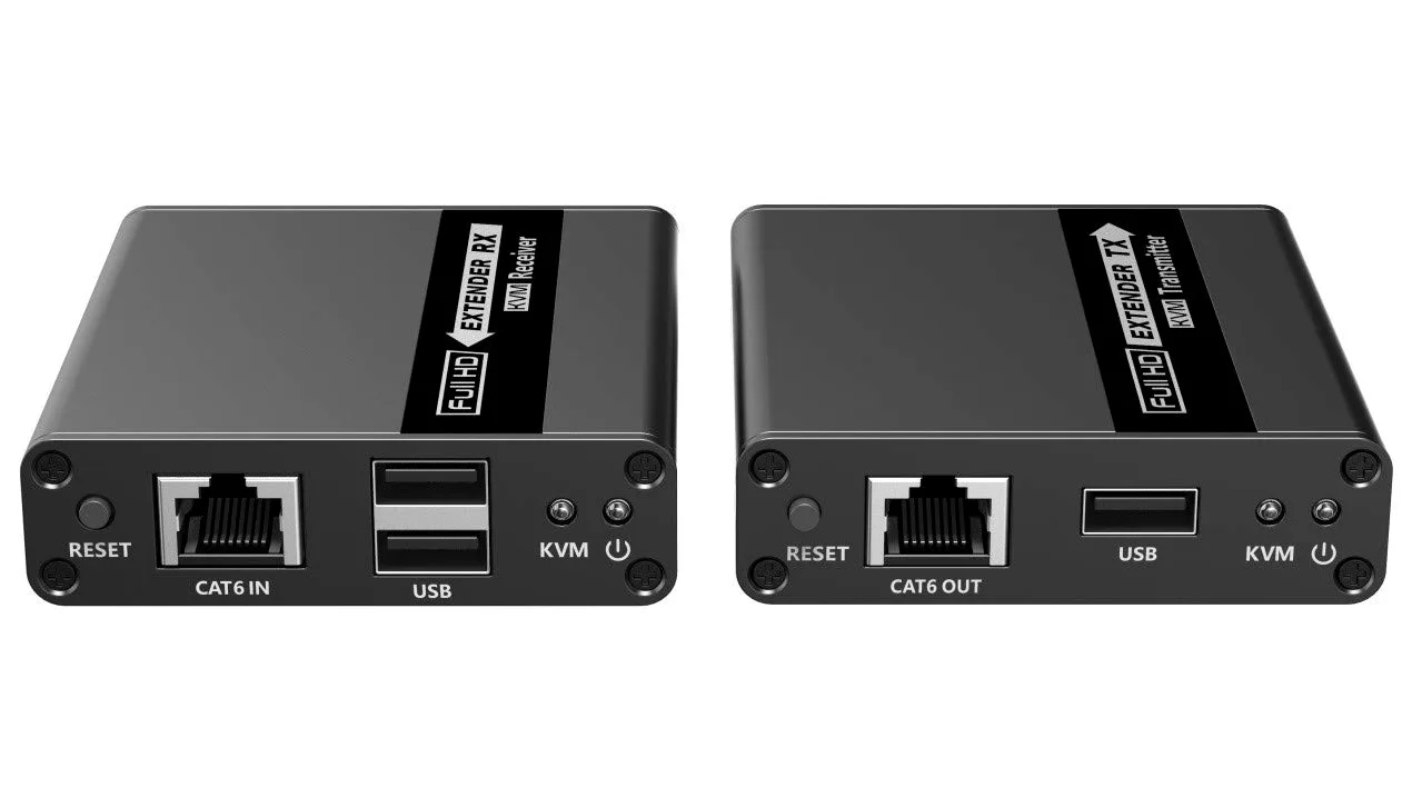 PremiumCord Extension KVM HDMI jusqu'à 70 m avec Transmission USB Via câble Patch Cat6/Cat6A/Cat7, boîtier en métal, Compatible avec Full HD 1080p 60 Hz