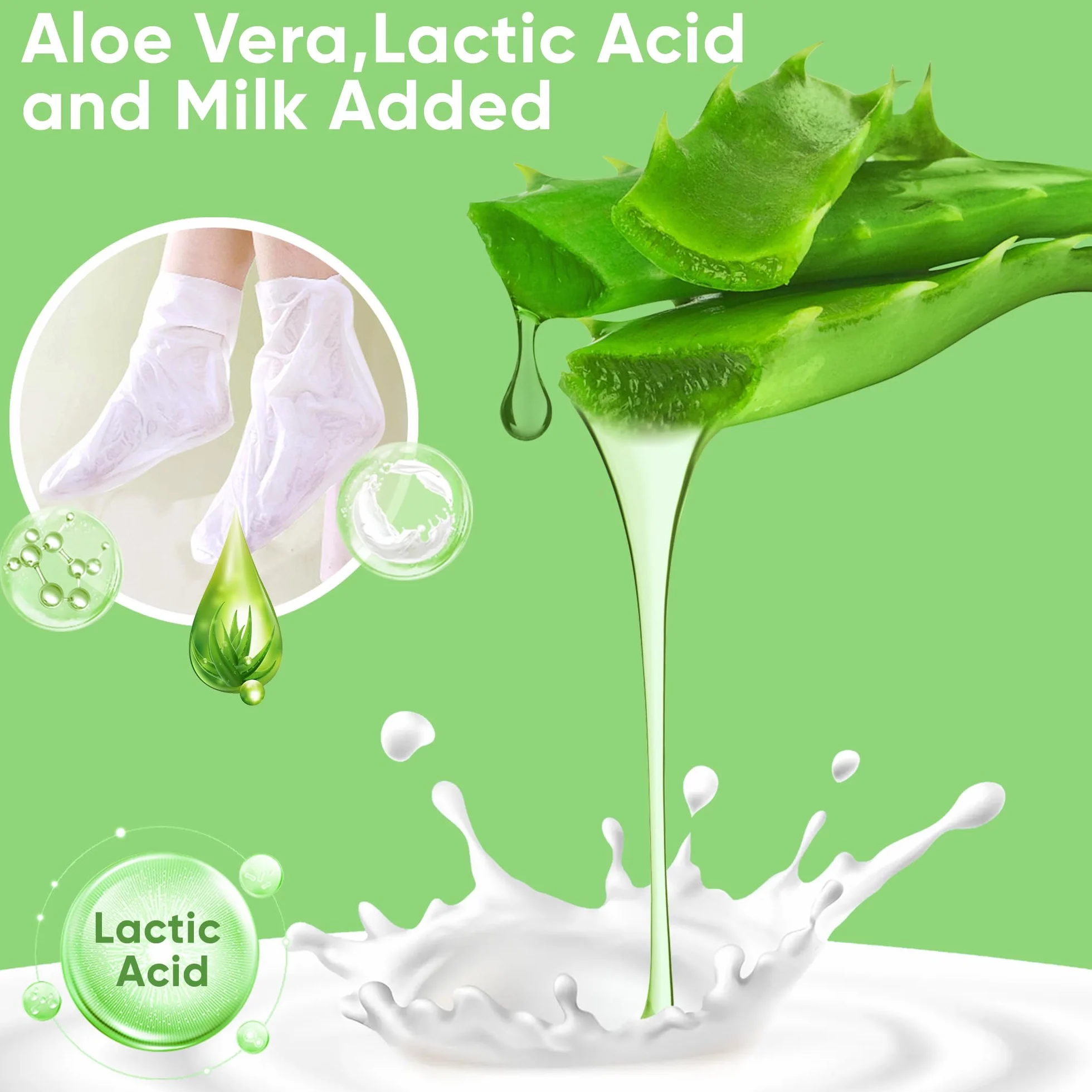 Masque Pieds Exfoliant 3 Paires Aloe Vera Soin Pieds Secs Talons Fendus Callosités Peau Morte