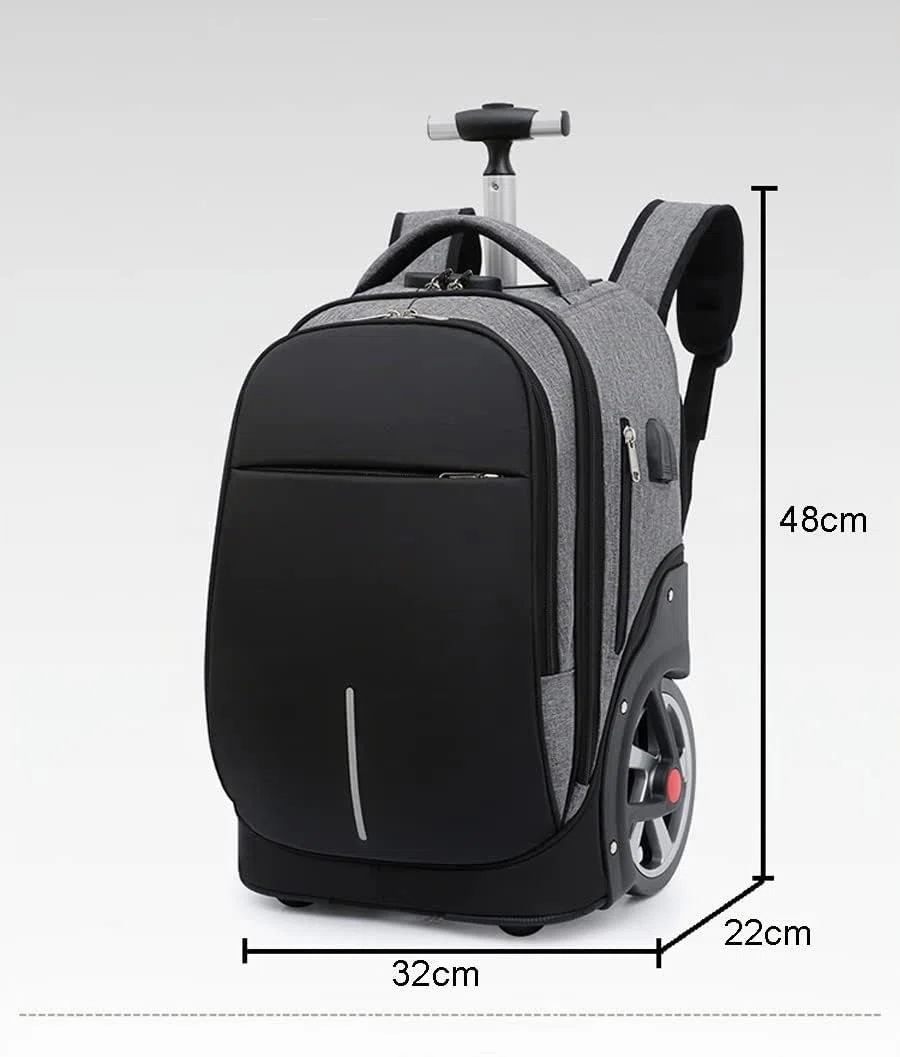 Sac à Dos Ordinateur Portable 19 Pouces Sac à Dos à Roulettes Homme Grande Femmes Capacité Sac a Dos PC Portable avec Chargement USB Sac à Dos Affaires Scolaire Collège