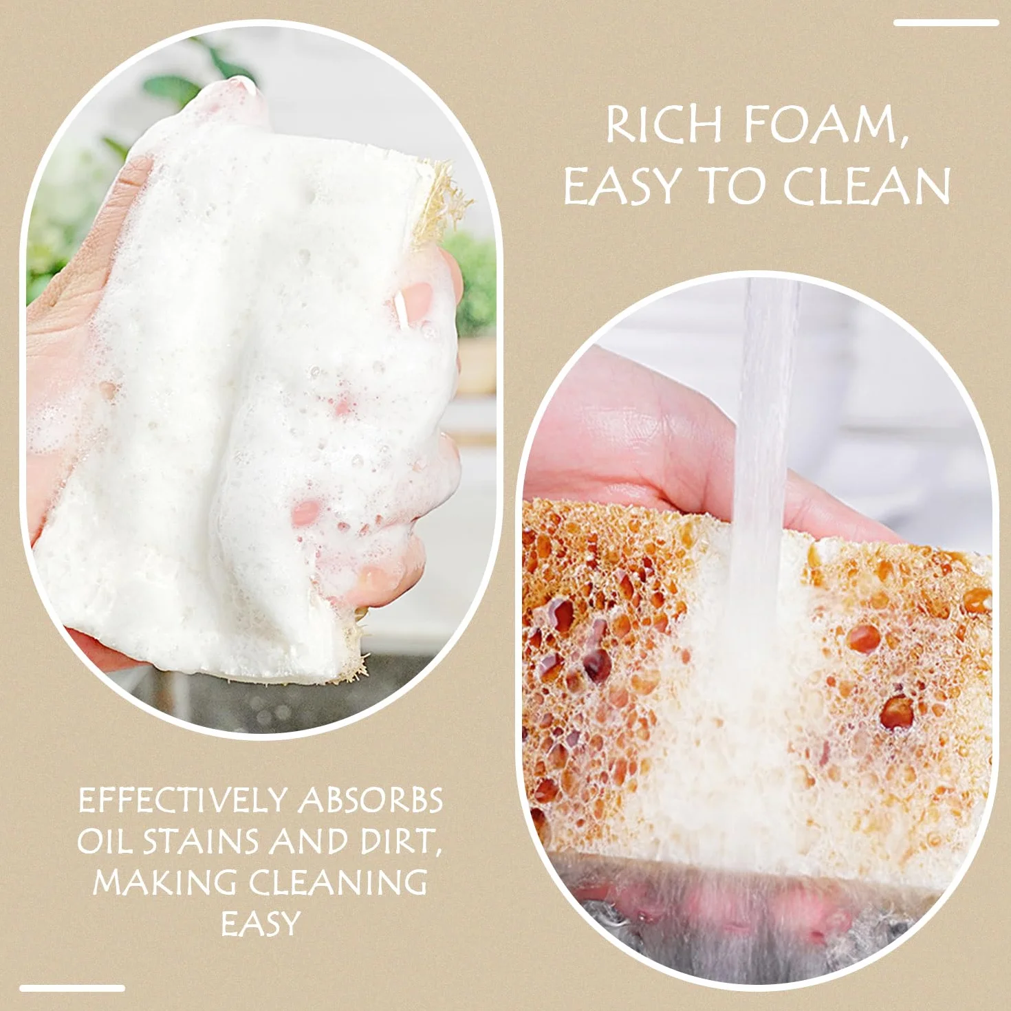 Brosse Éponge De Nettoyage Loofah 6 Pièces, Brosse À Vaisselle, Outils De Nettoyage Durable