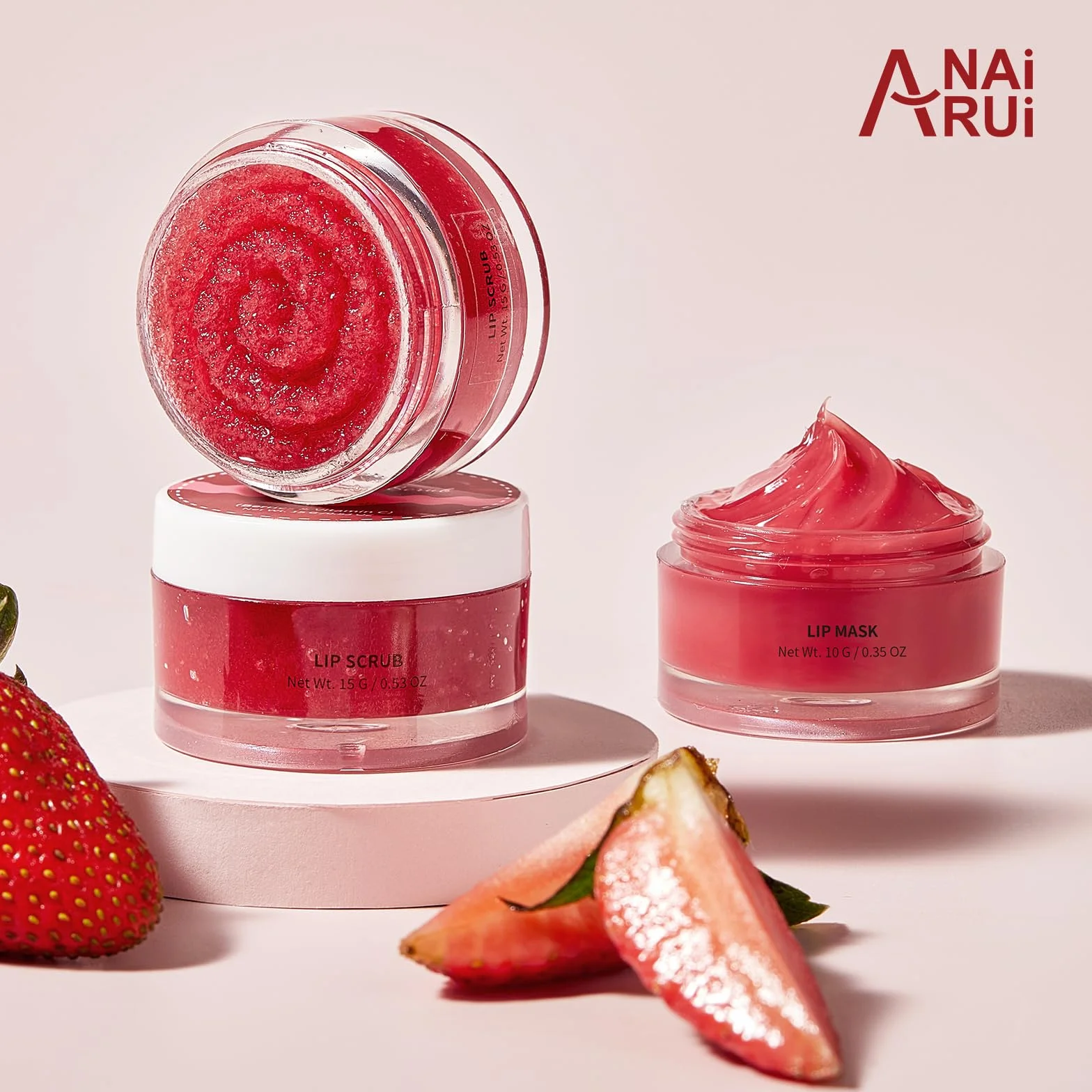 Kit de Soin pour les Lèvres ANAiRUi - Masque Baume & Gommage Sucré - Masque de Nuit Baies Vitamine C