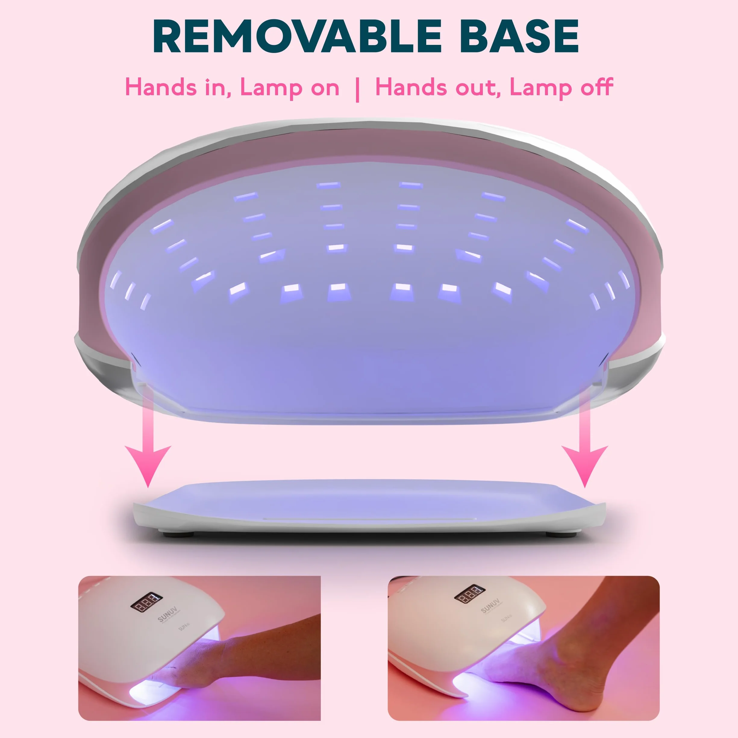 SUNUV Lampe à Ongles UV LED SUN4S Rose avec Minuterie et Capteur Automatique