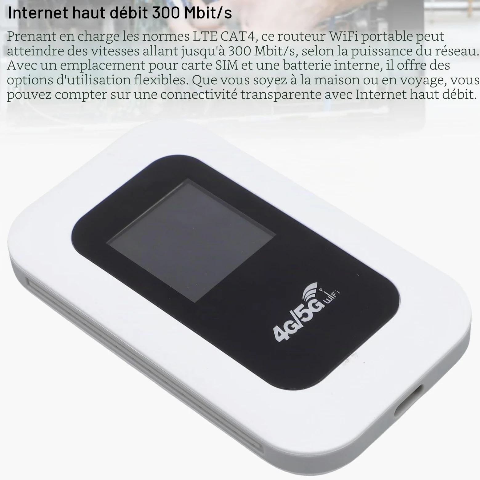 Vikye Hotspot WiFi Portable, Routeur Mobile 4G 5G 300 Mbps avec Emplacement pour Carte SIM, pour Le Voyage Prend en Charge 10 Appareils USB C Power avec Affichage Numérique