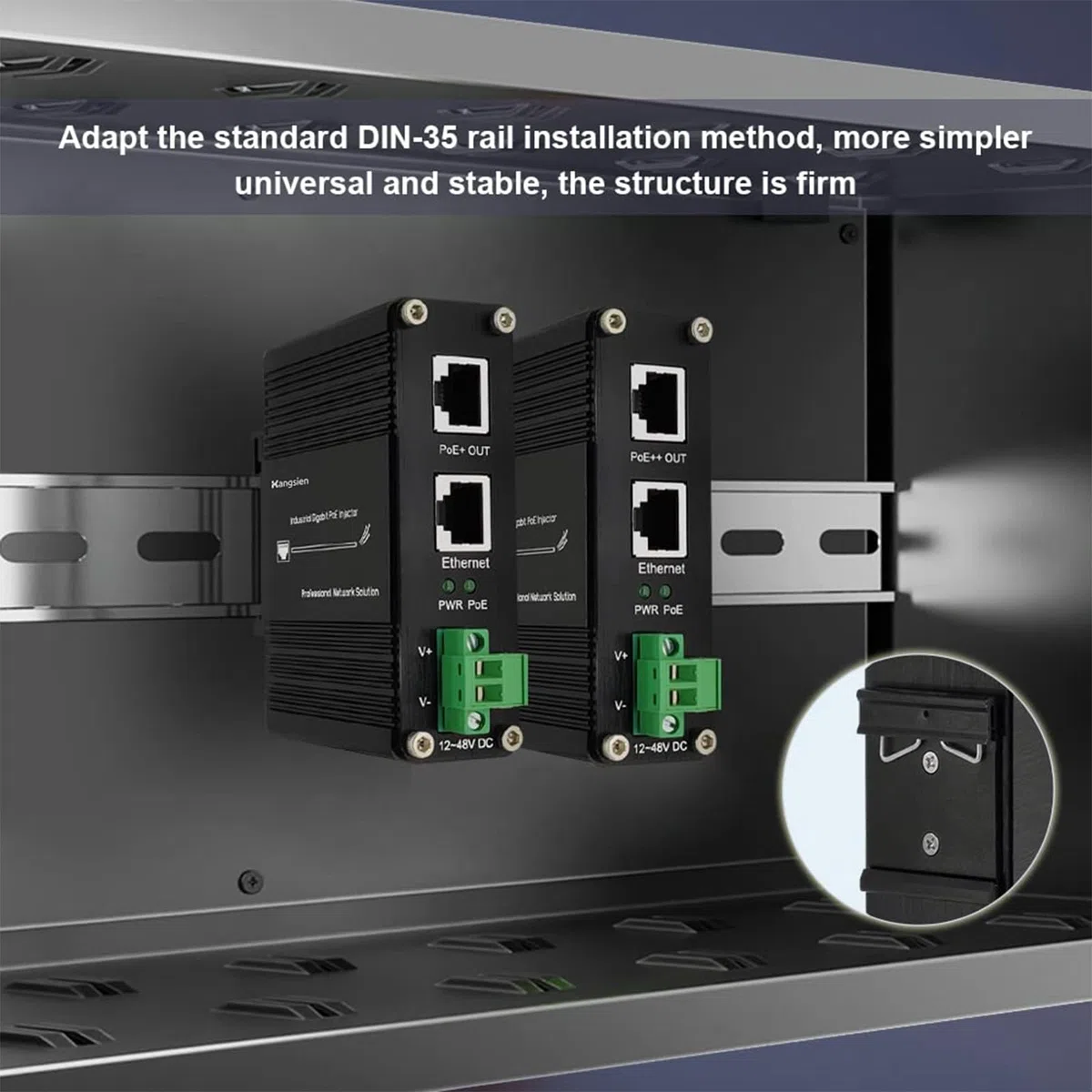 Injecteur Gigabit PoE, injecteur industriel Gigabit PoE+ (30 W)