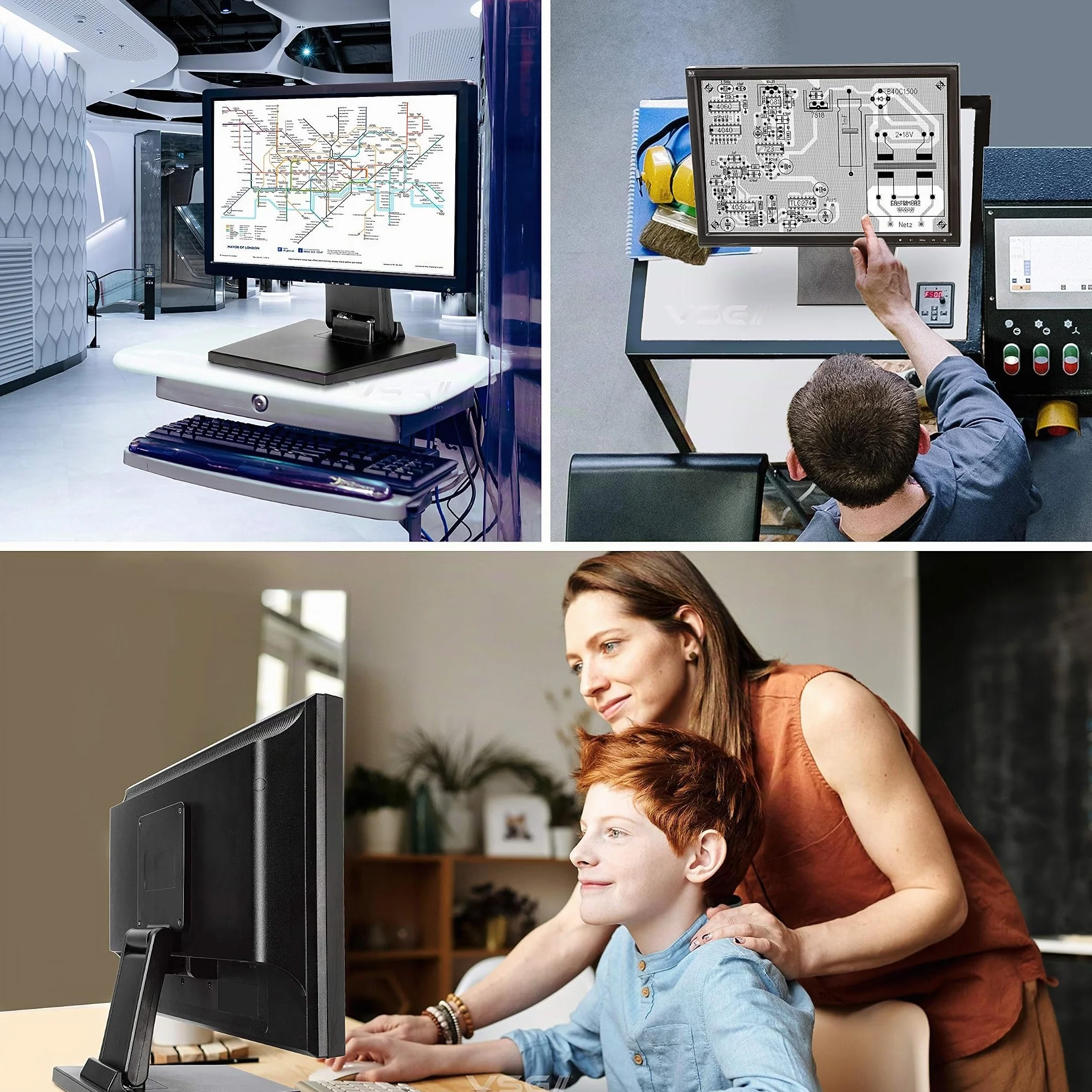 Support de Moniteur POS PC ou Écran Tactile VESA Métal 10-22 Pouces Noir