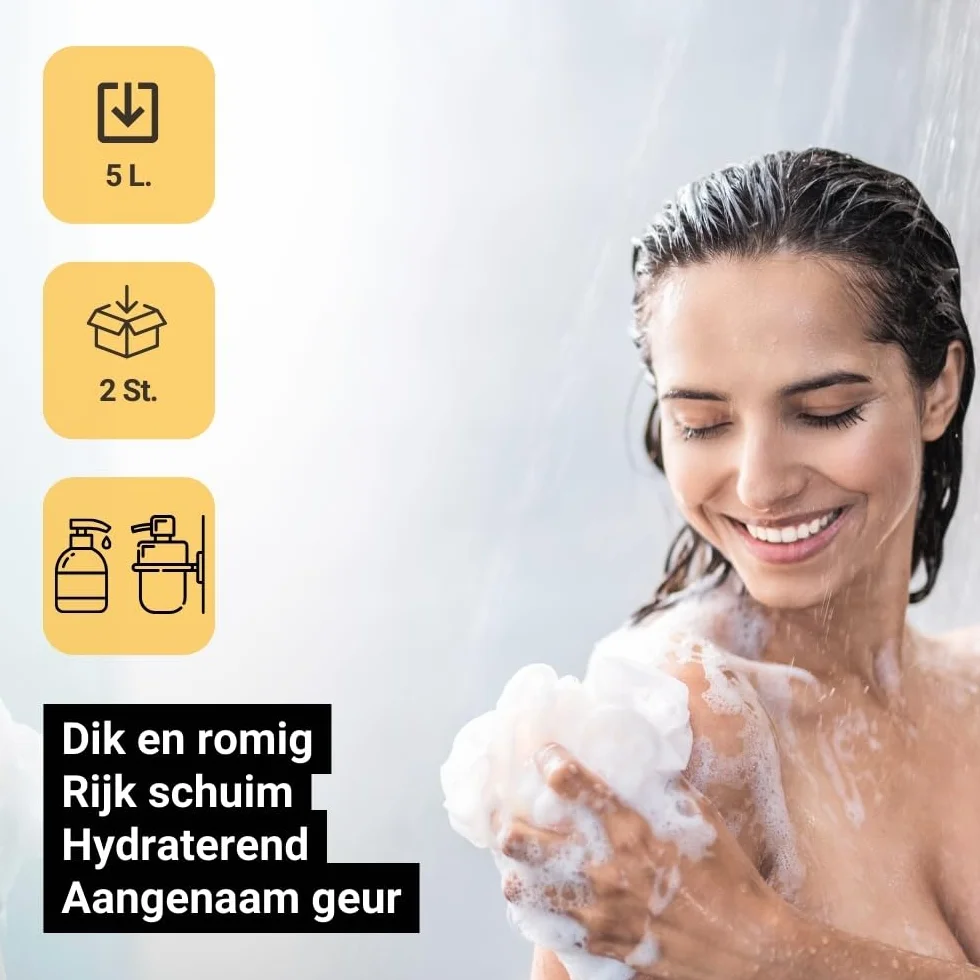 Gel/Shampooing 2en1 BLACK Line 5 ltr. 90% Natural Origin Recharge doseur Après-shampooing sans Parabènes Fabriqué l’UE