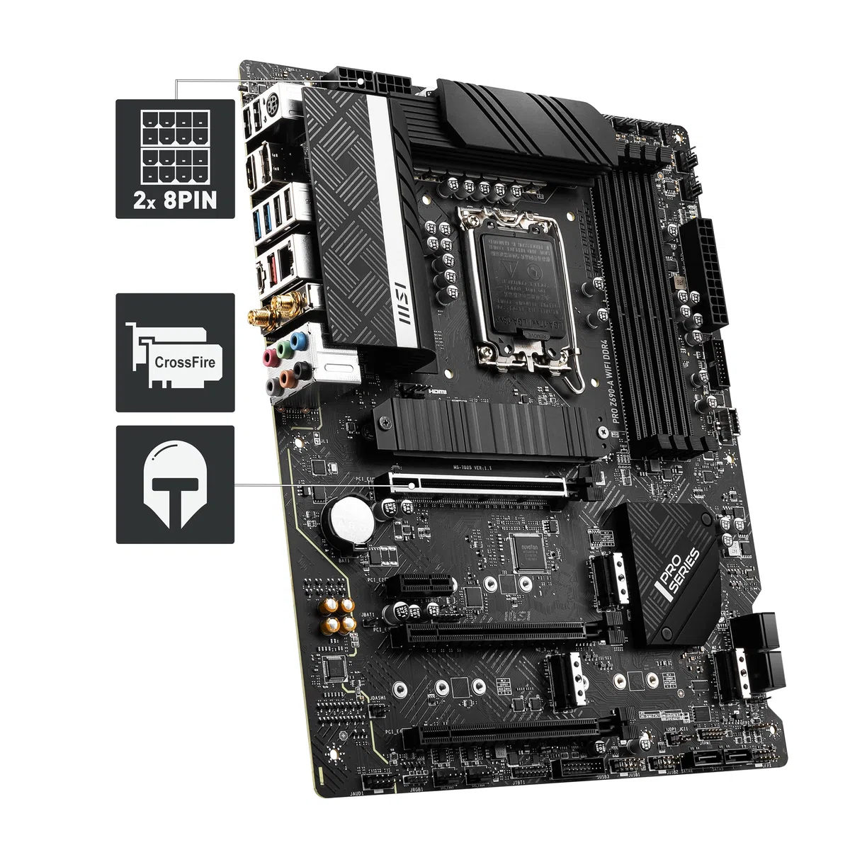 MSI Pro Z690-A WiFi DDR4 Carte Mère, ATX - pour Processeurs Intel Core 12è Gén, LGA 1700-14 Duet Rail 55A VRM, Memory Boost 5200MHz/OC, 1 x PCIe 5.0 x16, 3 x M.2 Gen4 x4, 2.5G LAN, Wi-FI 6