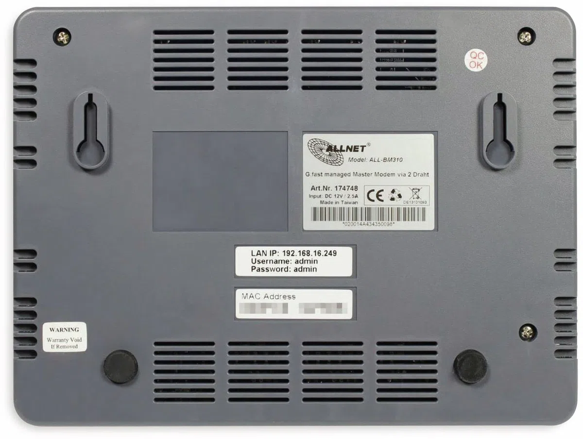 ALLNET Punkt-zu-Punkt Modem VDSL g.fast via 2-Draht managed Master ALL-BM310