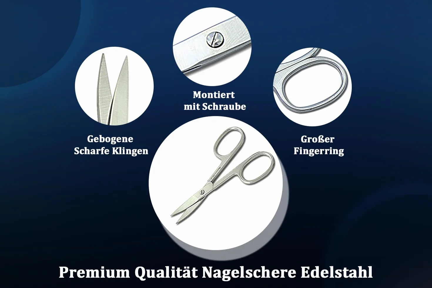 Ciseaux à Ongles Gaucher 9,5 cm Acier Inoxydable Manucure Pédicure Précision avec Étui