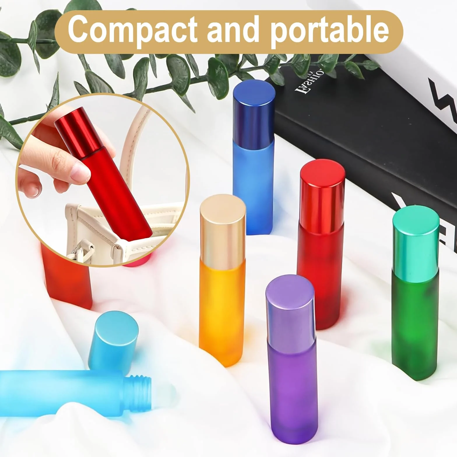 Flacons Roll-on en Verre 10 ML pour Huiles Essentielles, Aromathérapie, Parfums et Cosmétiques - Lot de 10 en Couleurs