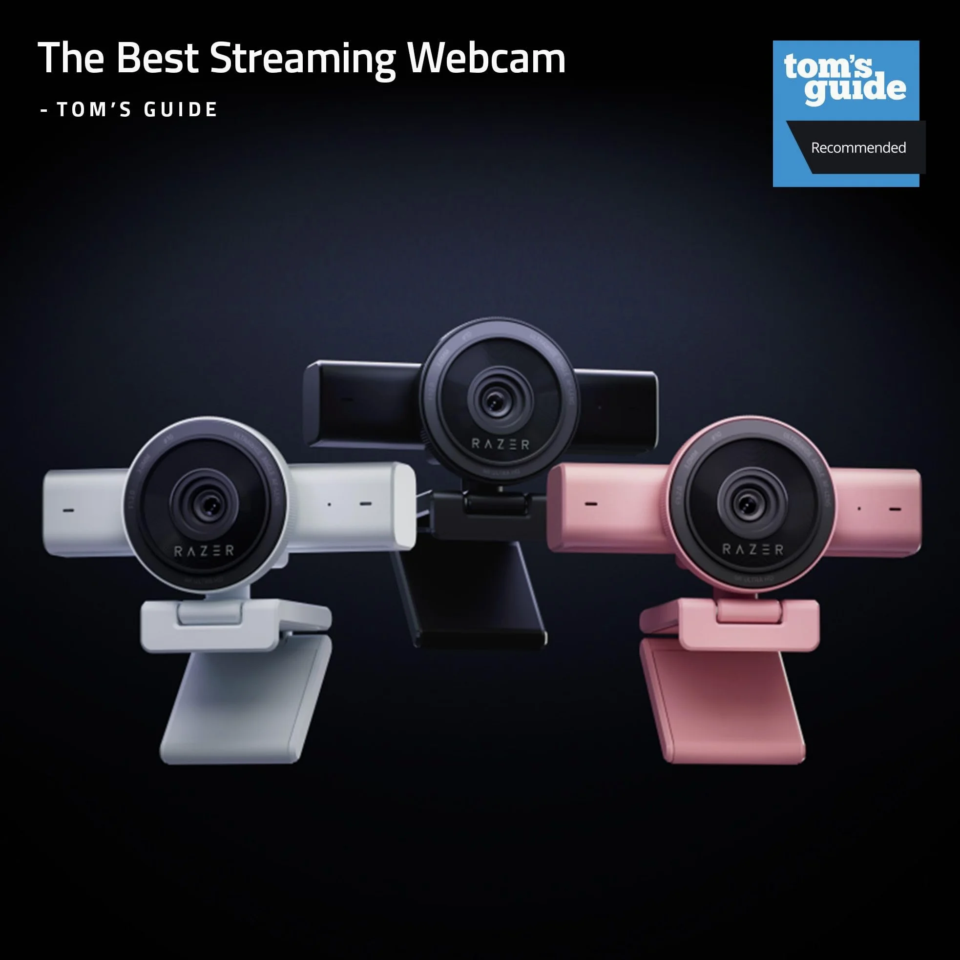 Razer Webcam de Streaming Kiyo V2 : 4K 30 FPS, 1080p 60 FPS - Cadrage Automatique alimenté par l'IA - Microphone intégré - Objectif d'angle Ultra Large - Protection de la Vie privée - Fonctionne avec