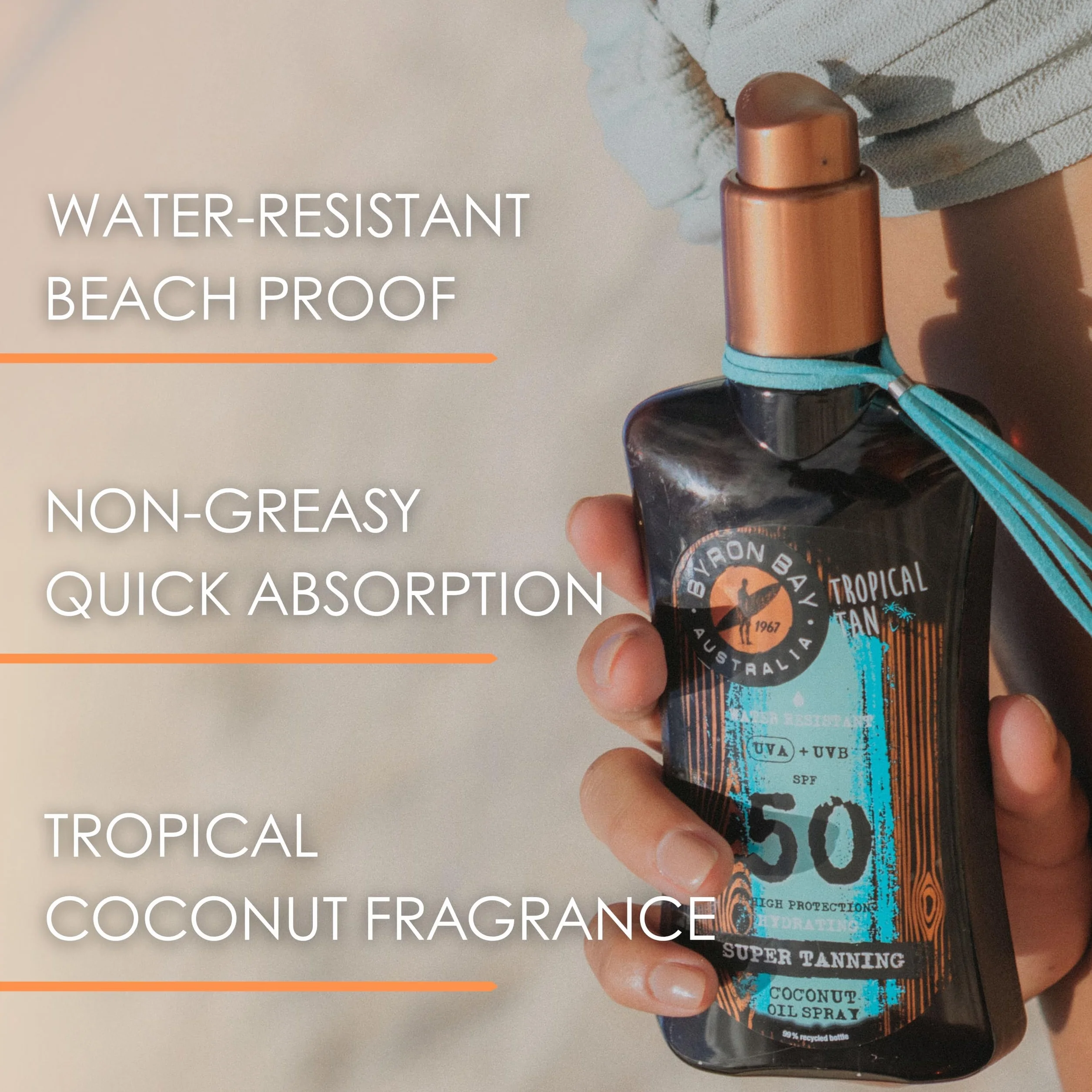 Byron Bay Australia Huile Bronzante Spray SPF 50 Bronzage rapide intense 200ml