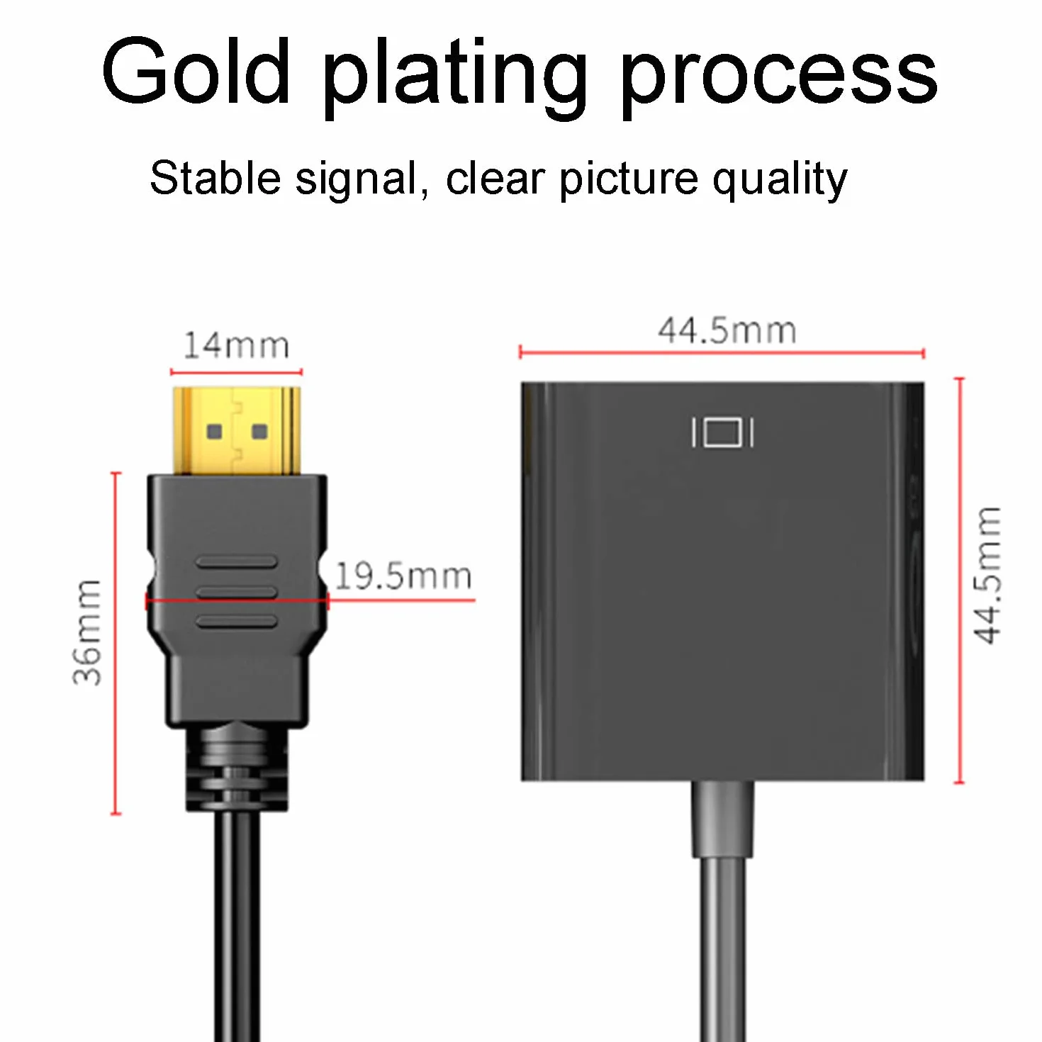 Adaptateur HDMI vers VGA mâle vers femelle pour PC, moniteur, projecteur, HDTV