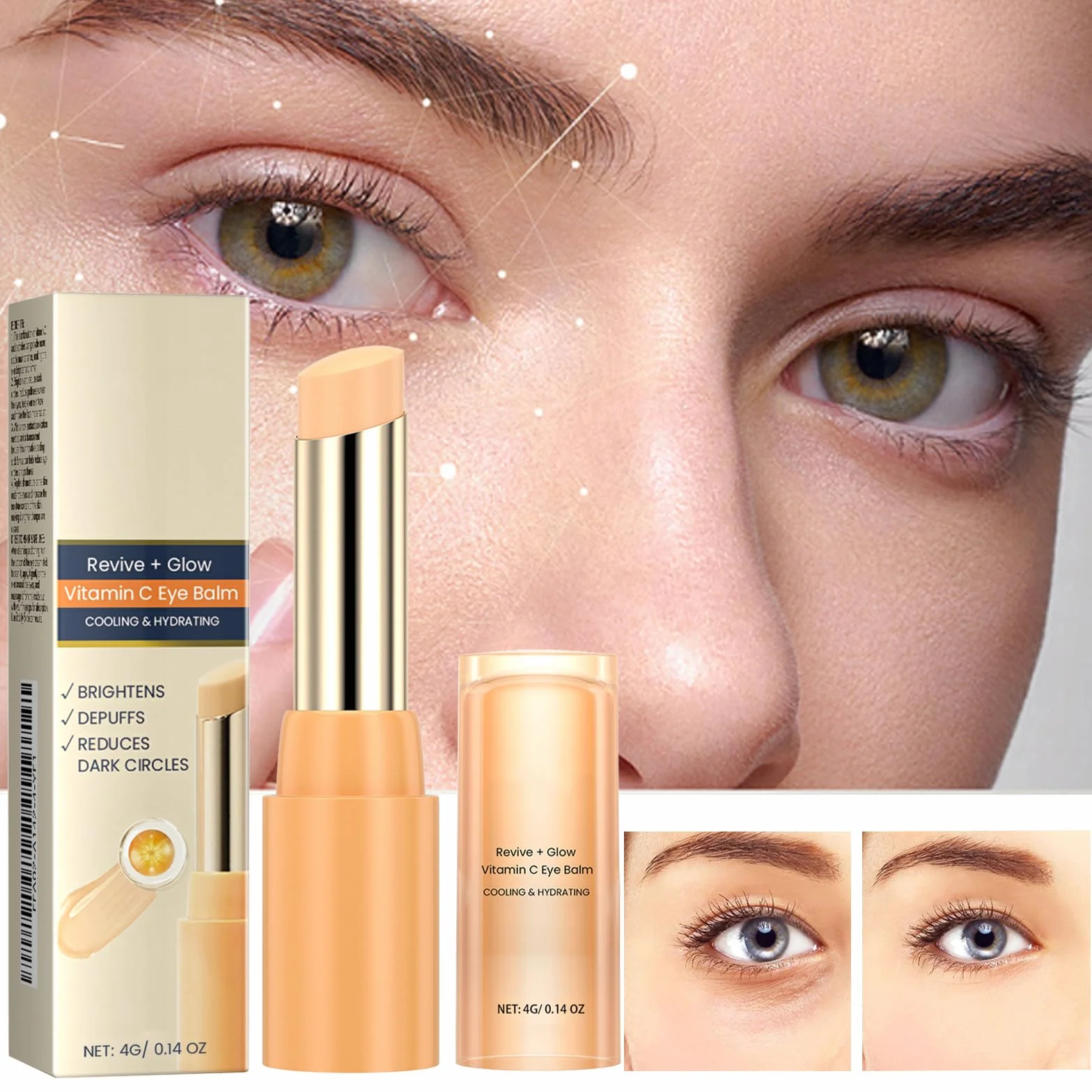 Baume pour les yeux à la vitamine C éclaircit et réduit les poches, Stick hydratant MultiCorrexion