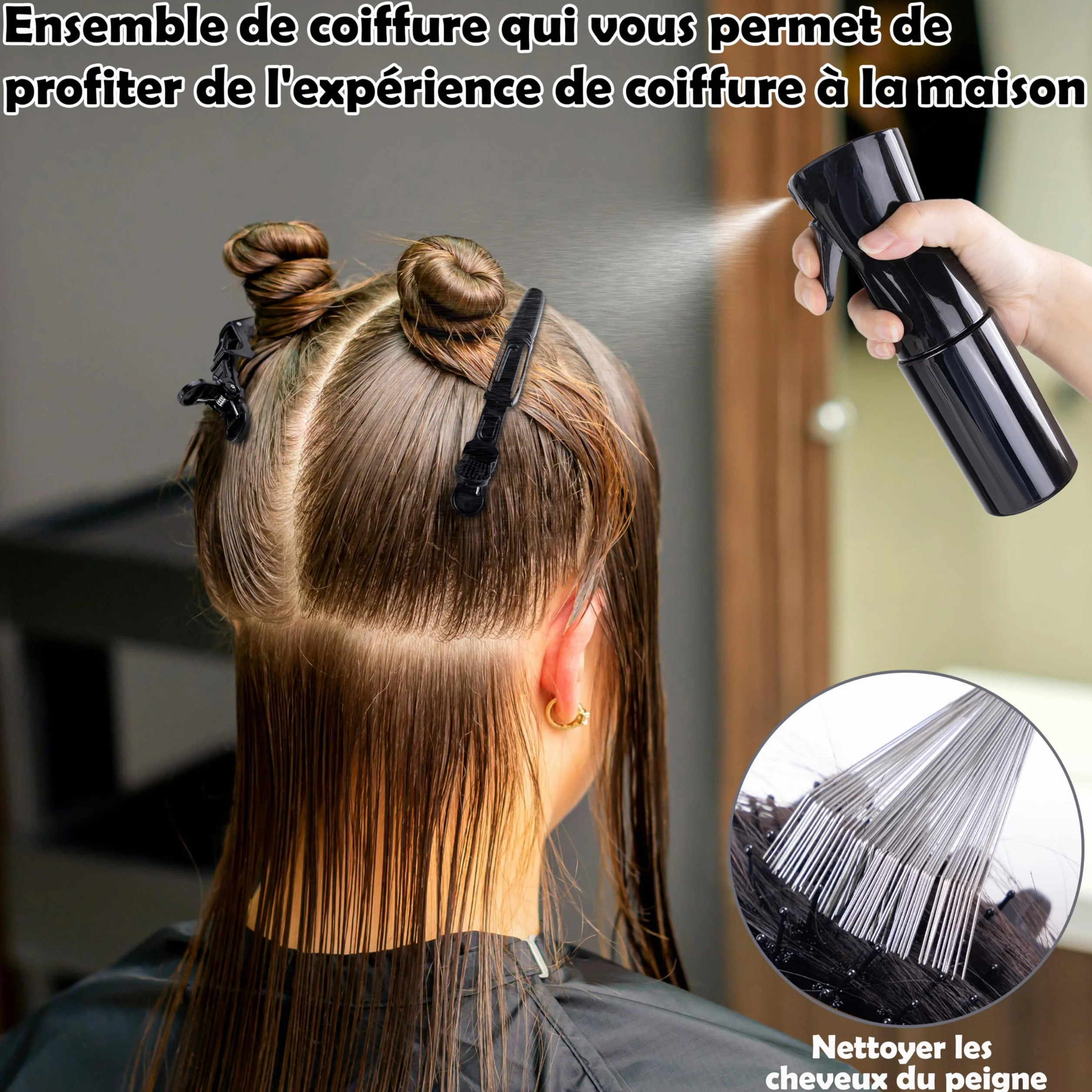 Kit Complet Cheveux Bouclés Frisés Crépus Ondulés Brosse Définition Spray 200ml Bonnet Satin Serviette Microfibre Accessoires Brosse Massante Cuir Chevelu Routine Anti-frisottis