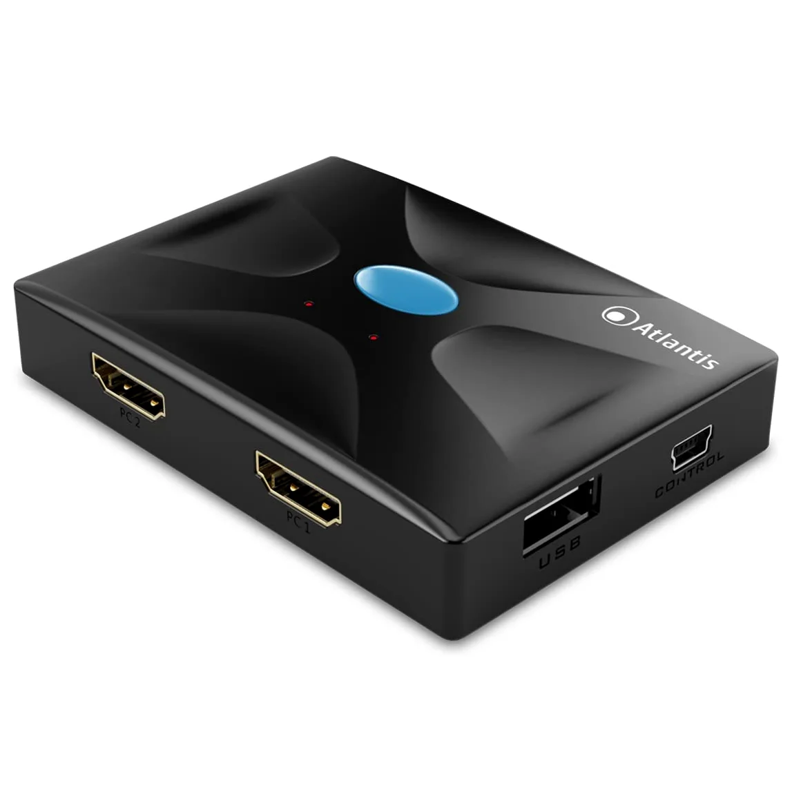 Atlantis KVM HDMI Switch USB Deviateur KVM HDMI (Tastier, Souris, VGA) à 2 Ports Entrée/Sortie HDMI Prise en Charge de la Souris et du Clavier USB Interrupteur pour Changement de contrôle 3840 x