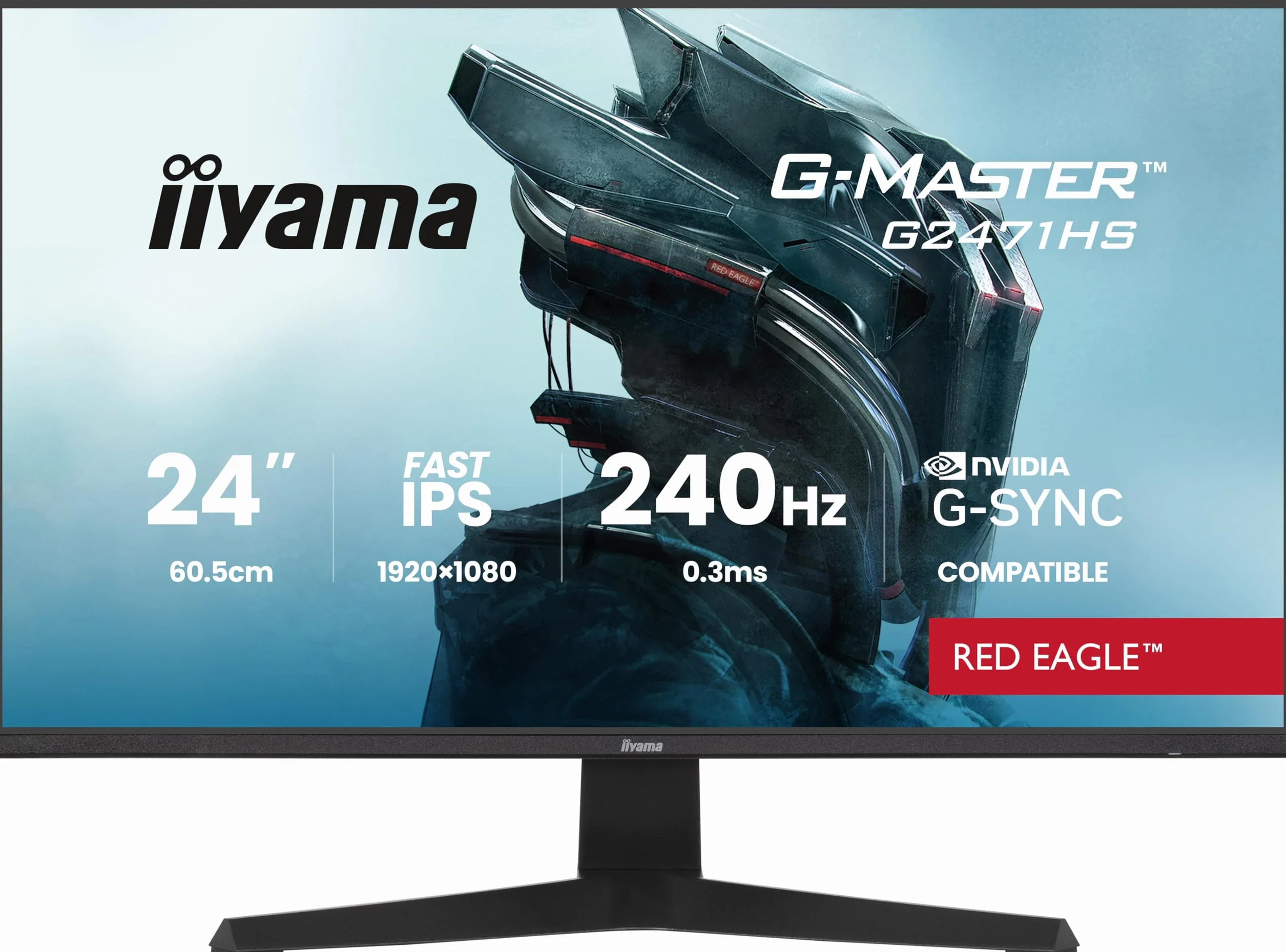 iiyama G-Master G2471HS-B1 24 "Fast IPS Red Eagle, G-Sync Compatible, 1920x1080@240Hz, 350cd/m², 2X HDMI, DisplayPort, 0.4ms (MPRT), Speakers, Black Tuner