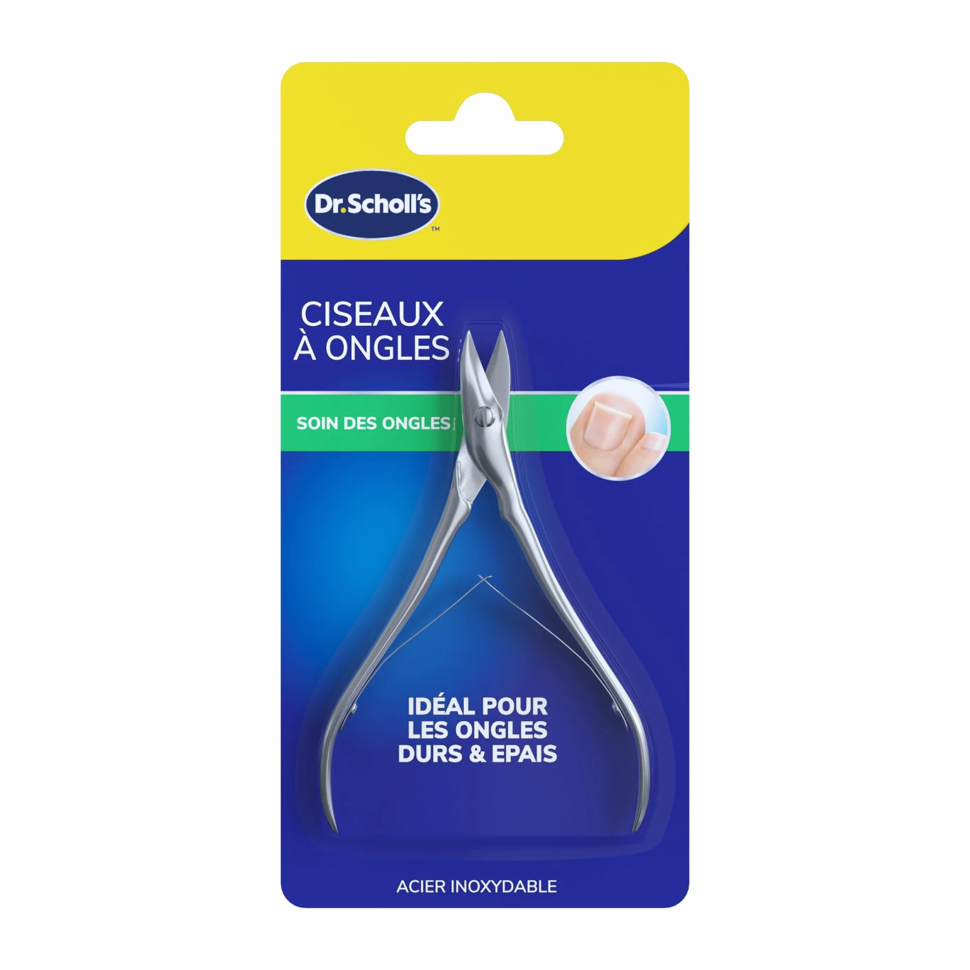 Dr. Scholl’s Ciseaux pour Ongles de pied en Acier Inoxydable, Coupe-ongles robuste pour ongles épais, 1 pièce