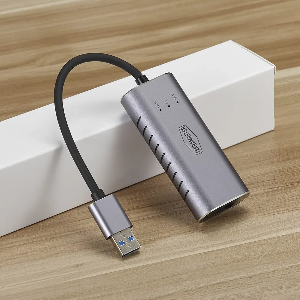 TERRAMASTER Adaptateur Ethernet USB A vers 2,5 G (TMUAE2500), clé USB 3.0 Gigabit LAN, Connexion réseau LAN Filaire pour NAS, Mac OS, Linux, Windows, idéal pour TERRAMASTER NAS