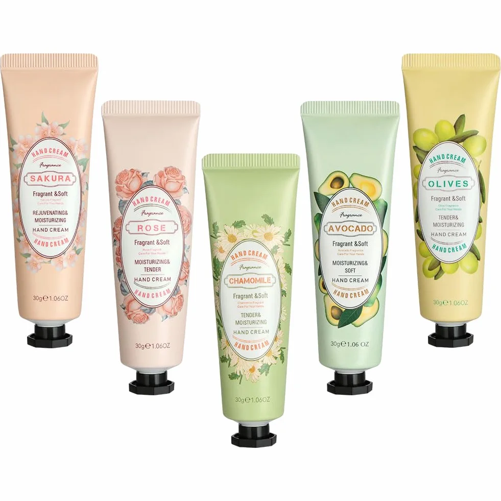 LOPHE Mini Crèmes pour les Mains 5 Pcs Ensemble Crème Hydratante Réparatrice Mains et Pieds Secs